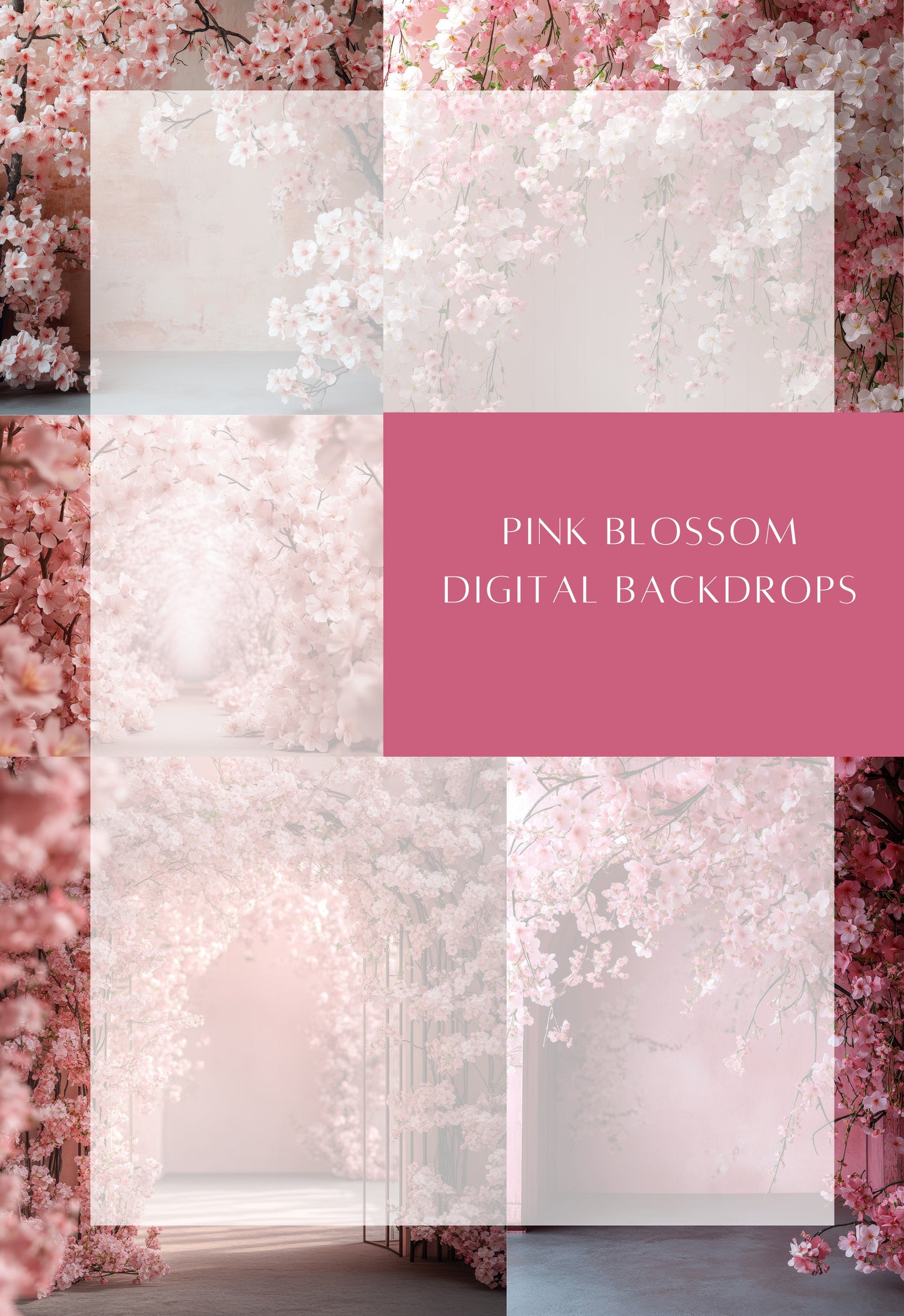 Pink Blossom Maternity Digital Backdrops