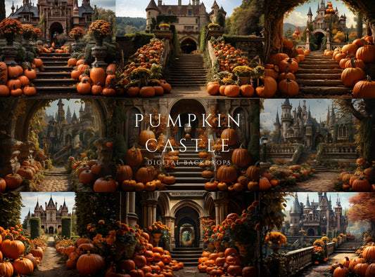 Pumpkin Castle Halloween Digital Backdrops