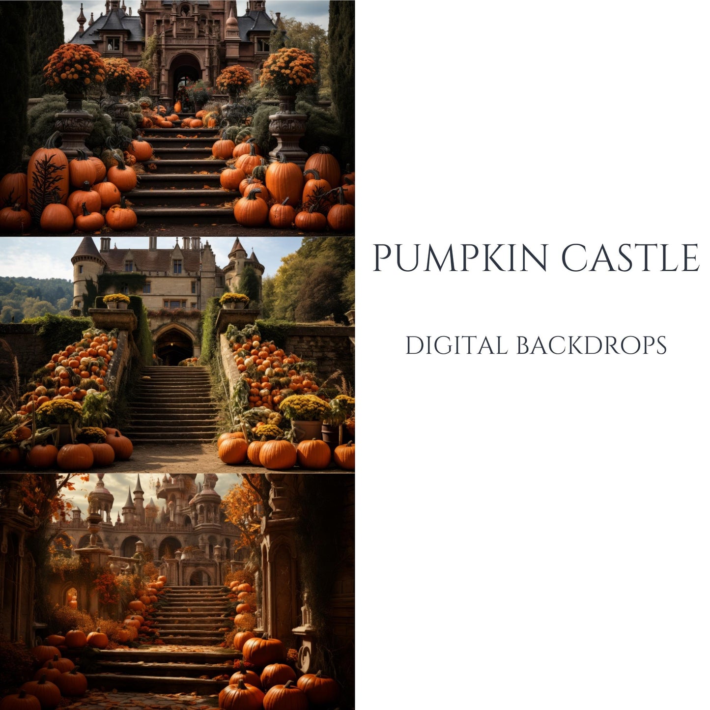 Pumpkin Castle Halloween Digital Backdrops