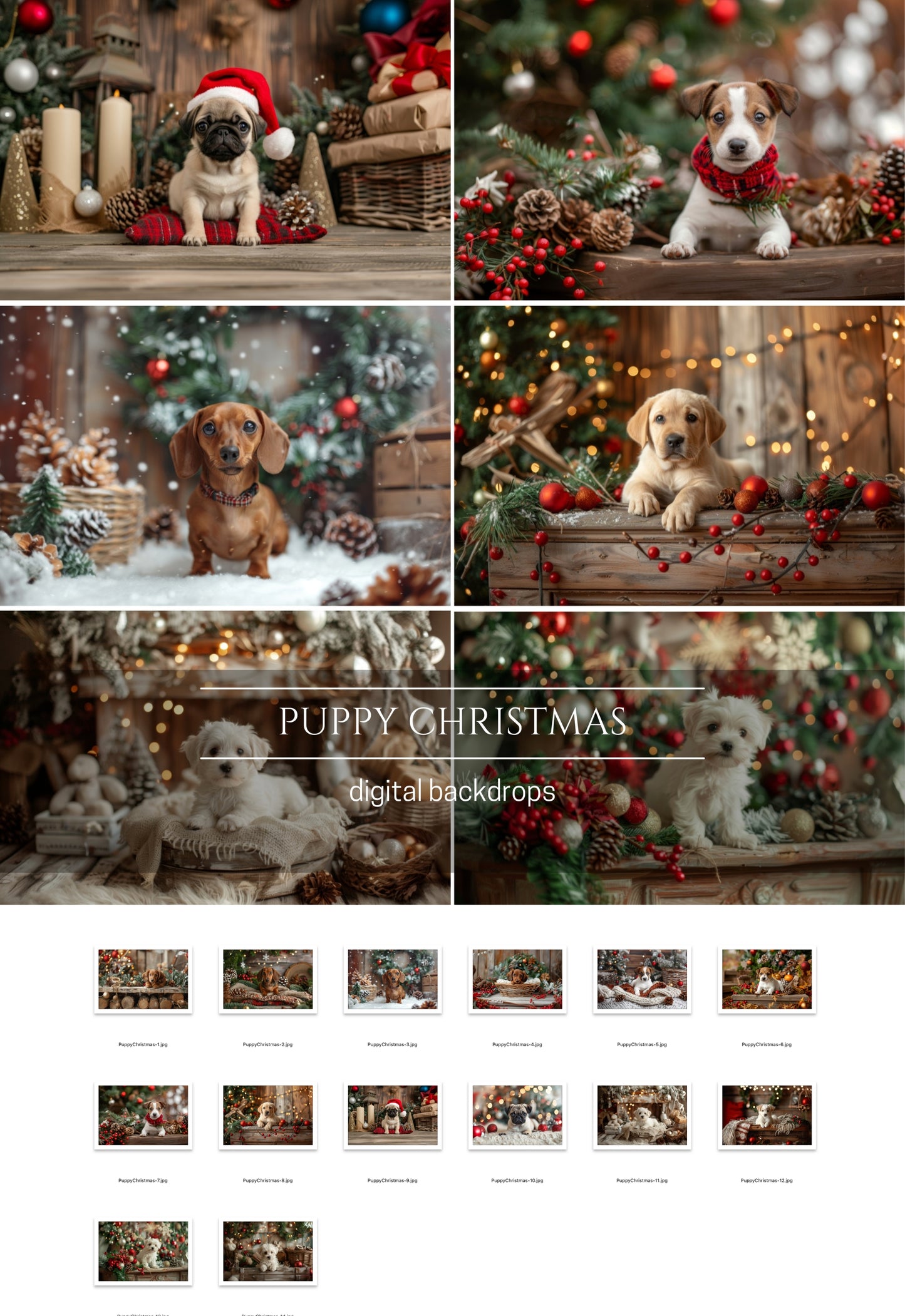 Puppy Christmas Digital Backdrops