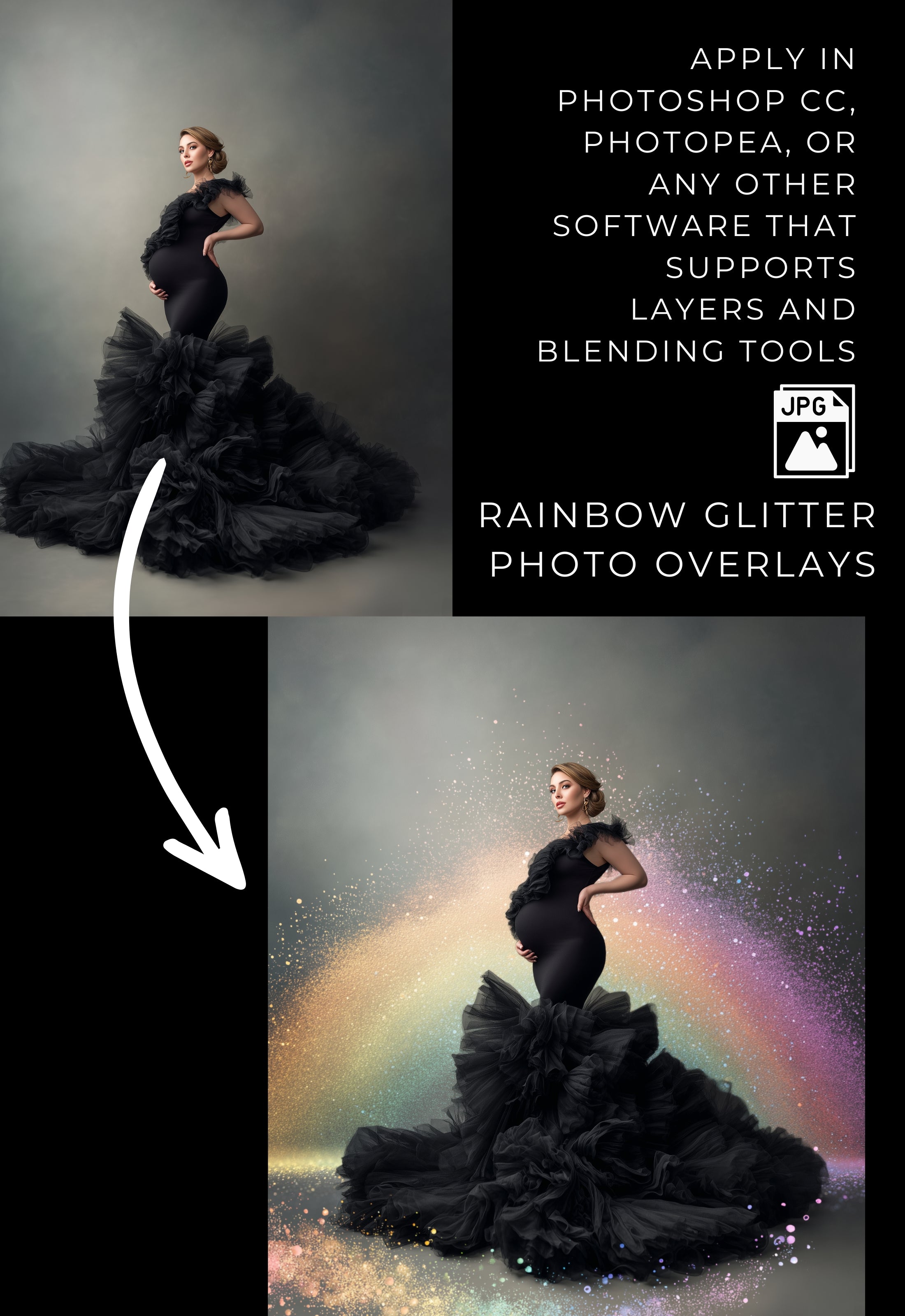 Rainbow Glitter Photo Overlays