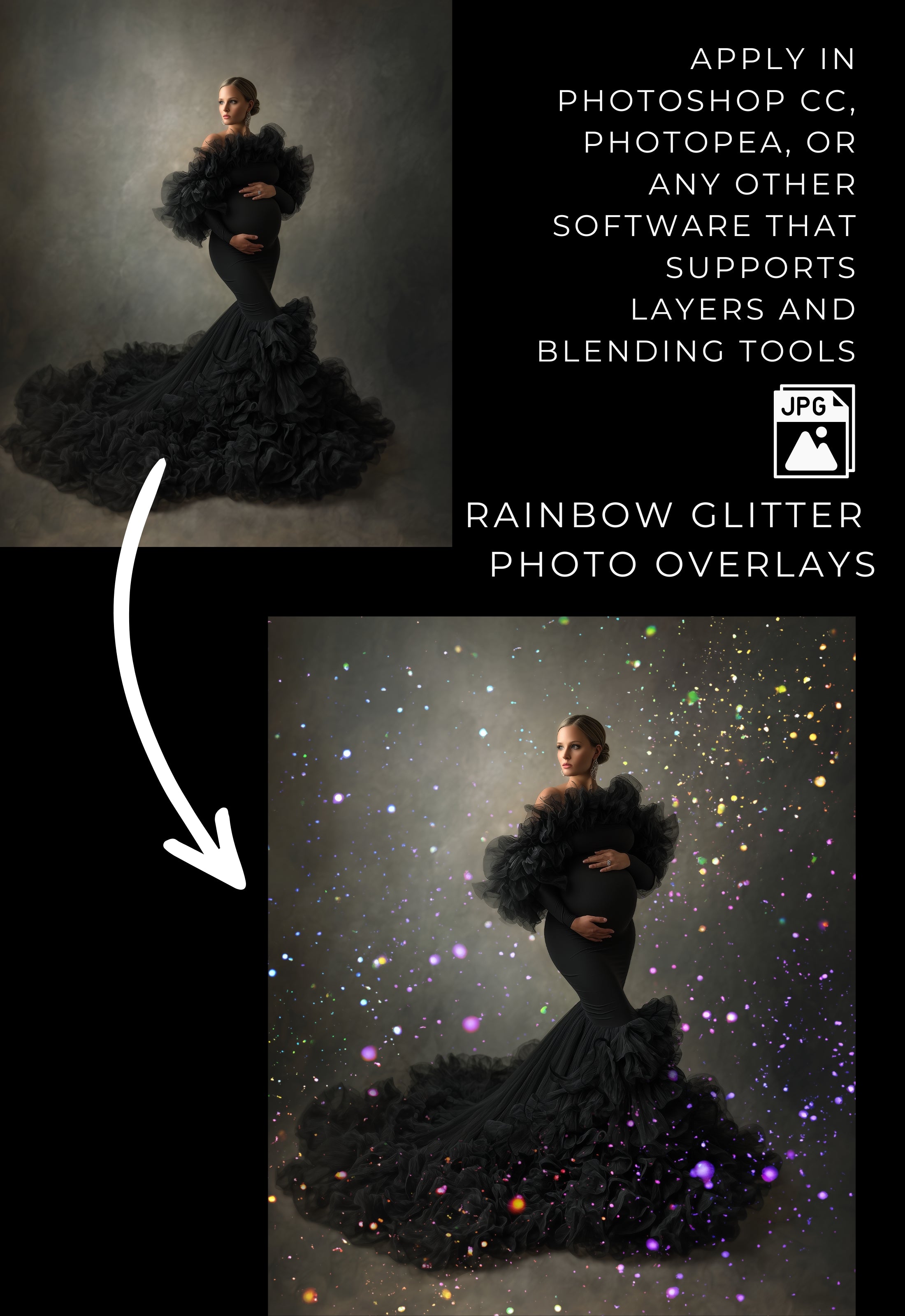 Rainbow Glitter Photo Overlays