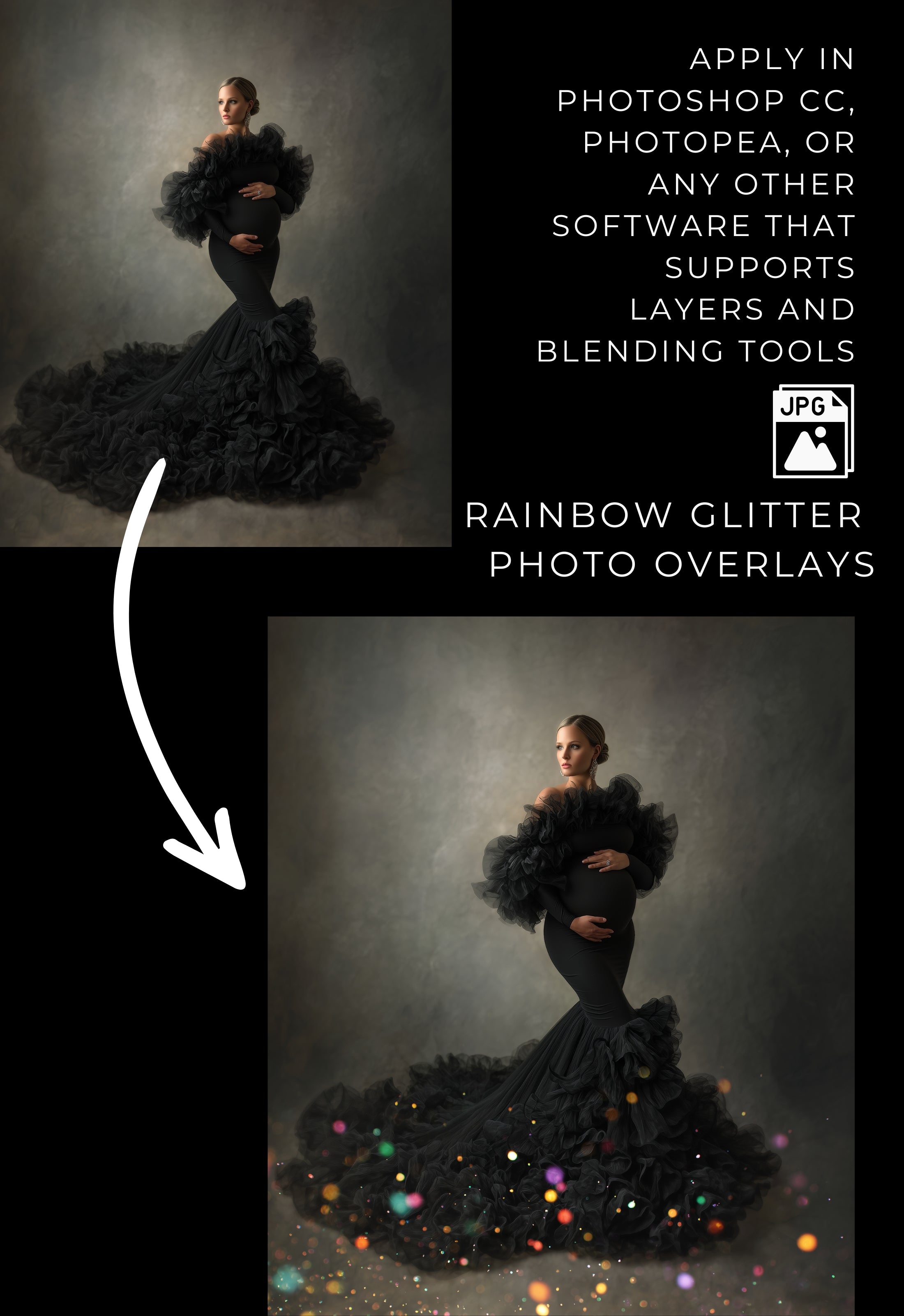 Rainbow Glitter Photo Overlays