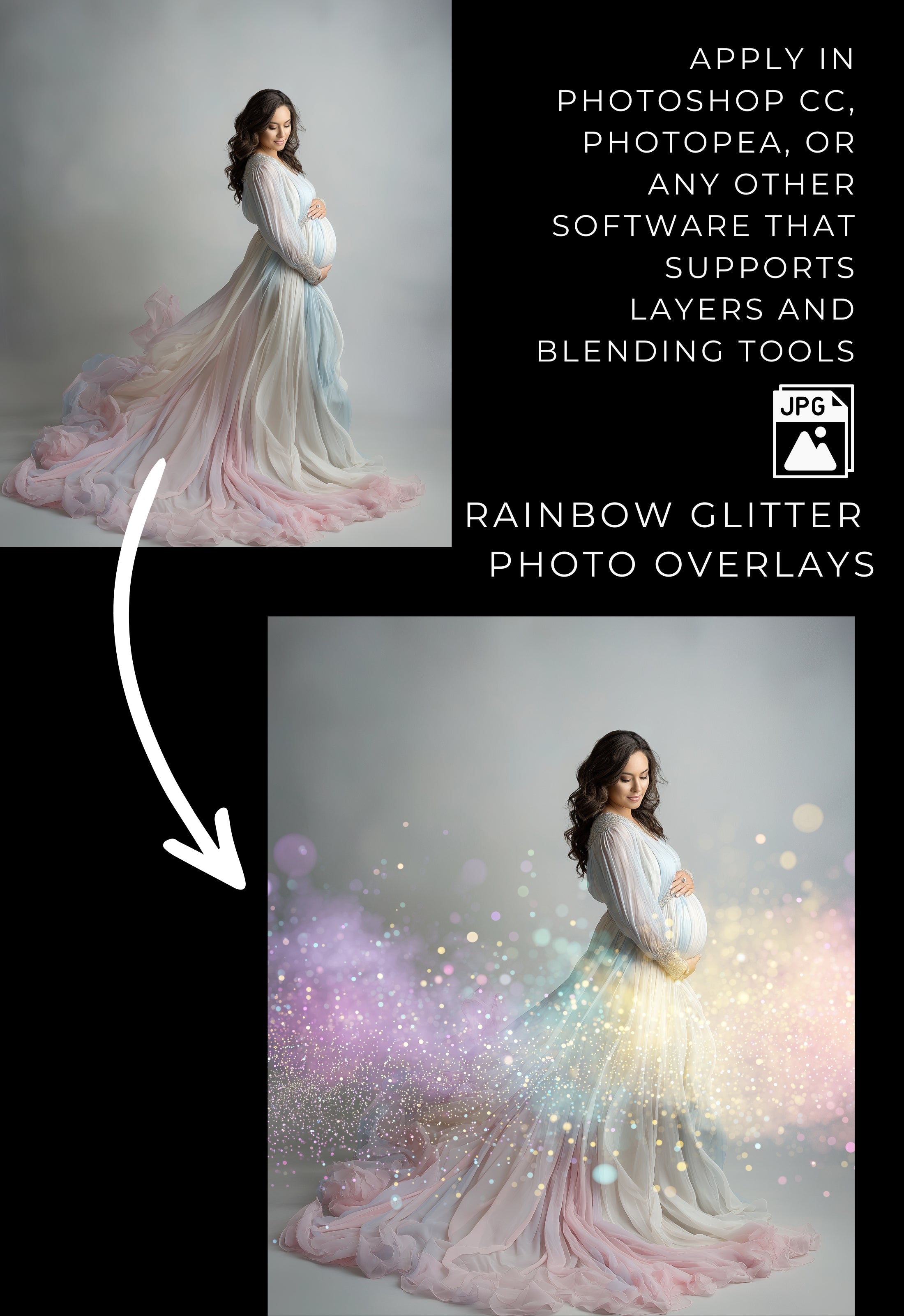 Rainbow Glitter Photo Overlays