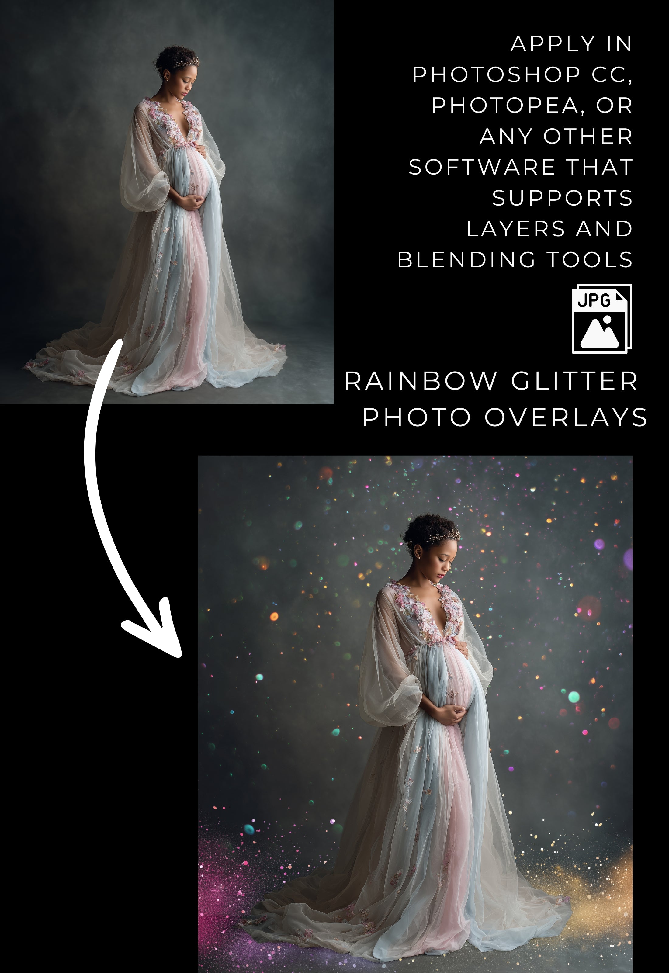 Rainbow Glitter Photo Overlays