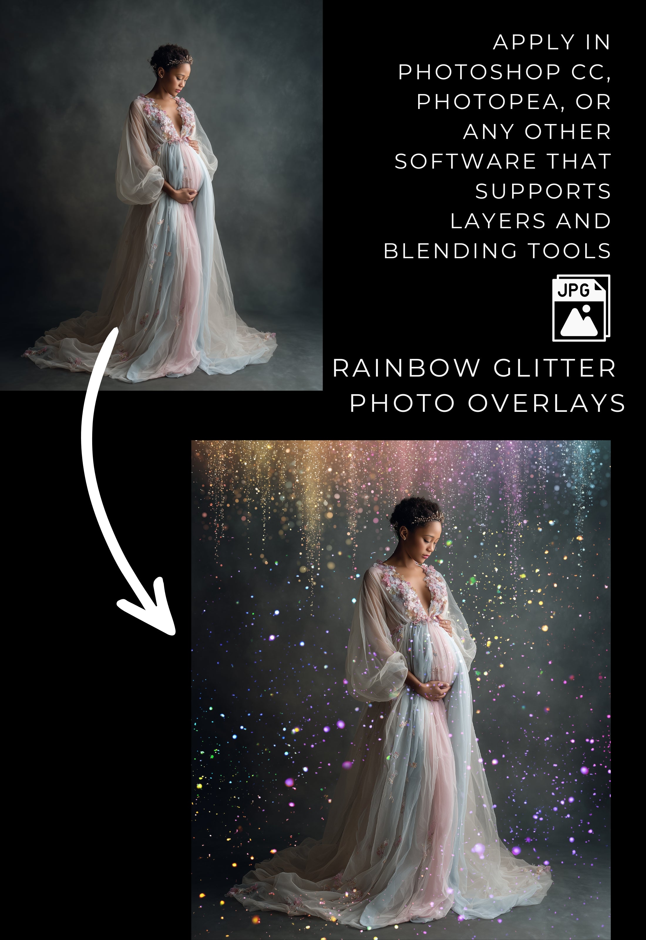 Rainbow Glitter Photo Overlays