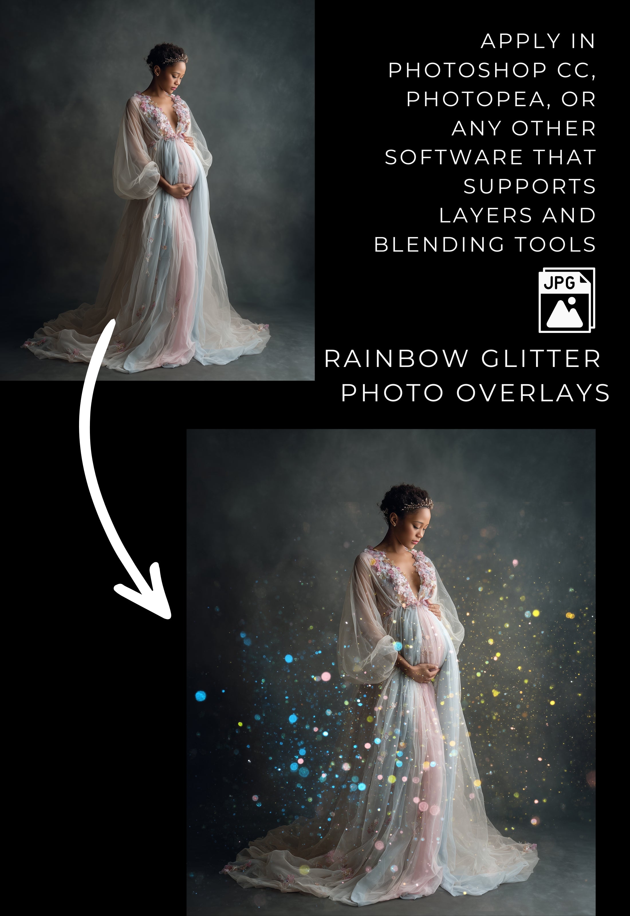 Rainbow Glitter Photo Overlays