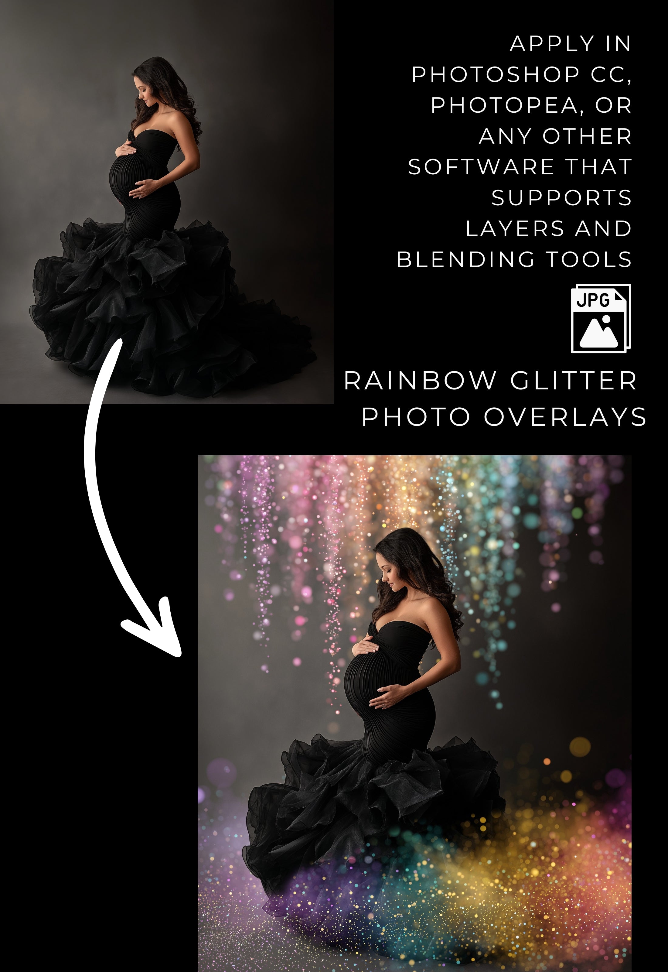 Rainbow Glitter Photo Overlays