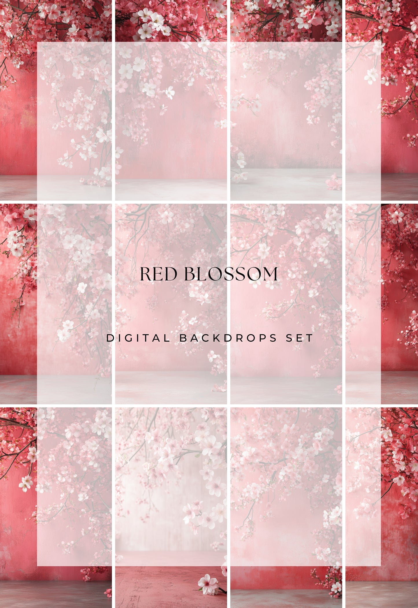 Red Blossom Maternity Digital Backdrops