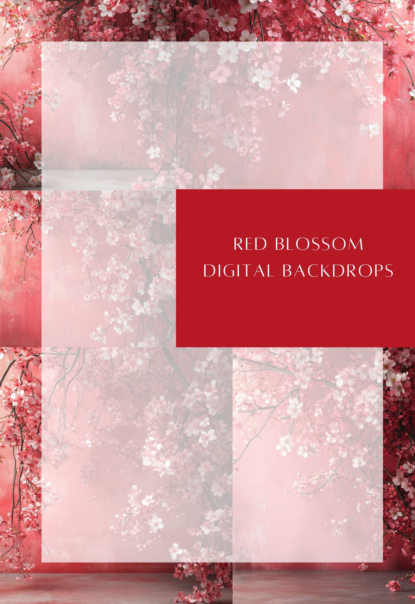 Red Blossom Maternity Digital Backdrops