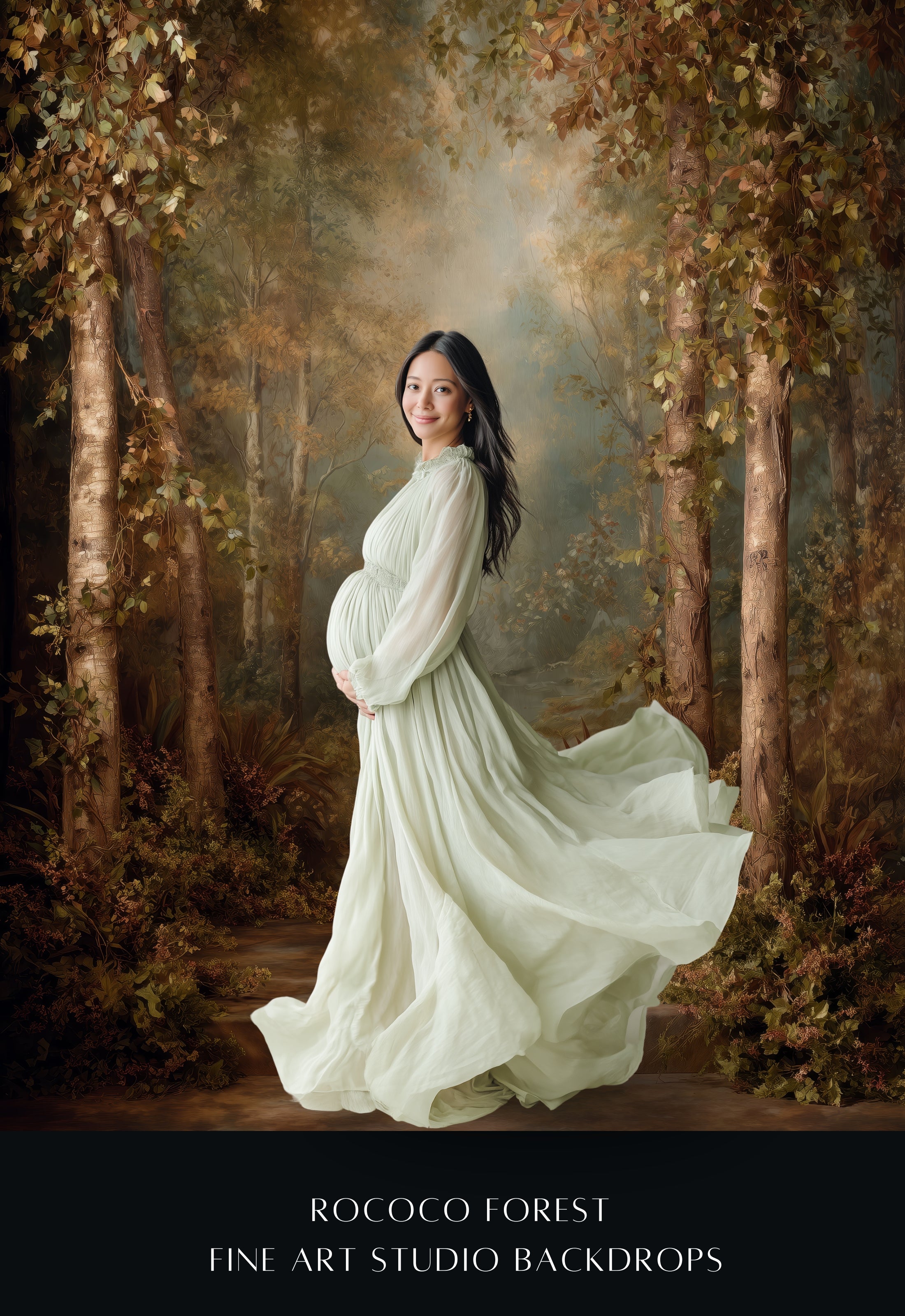 Rococo Forest Floral Digital Backdrops