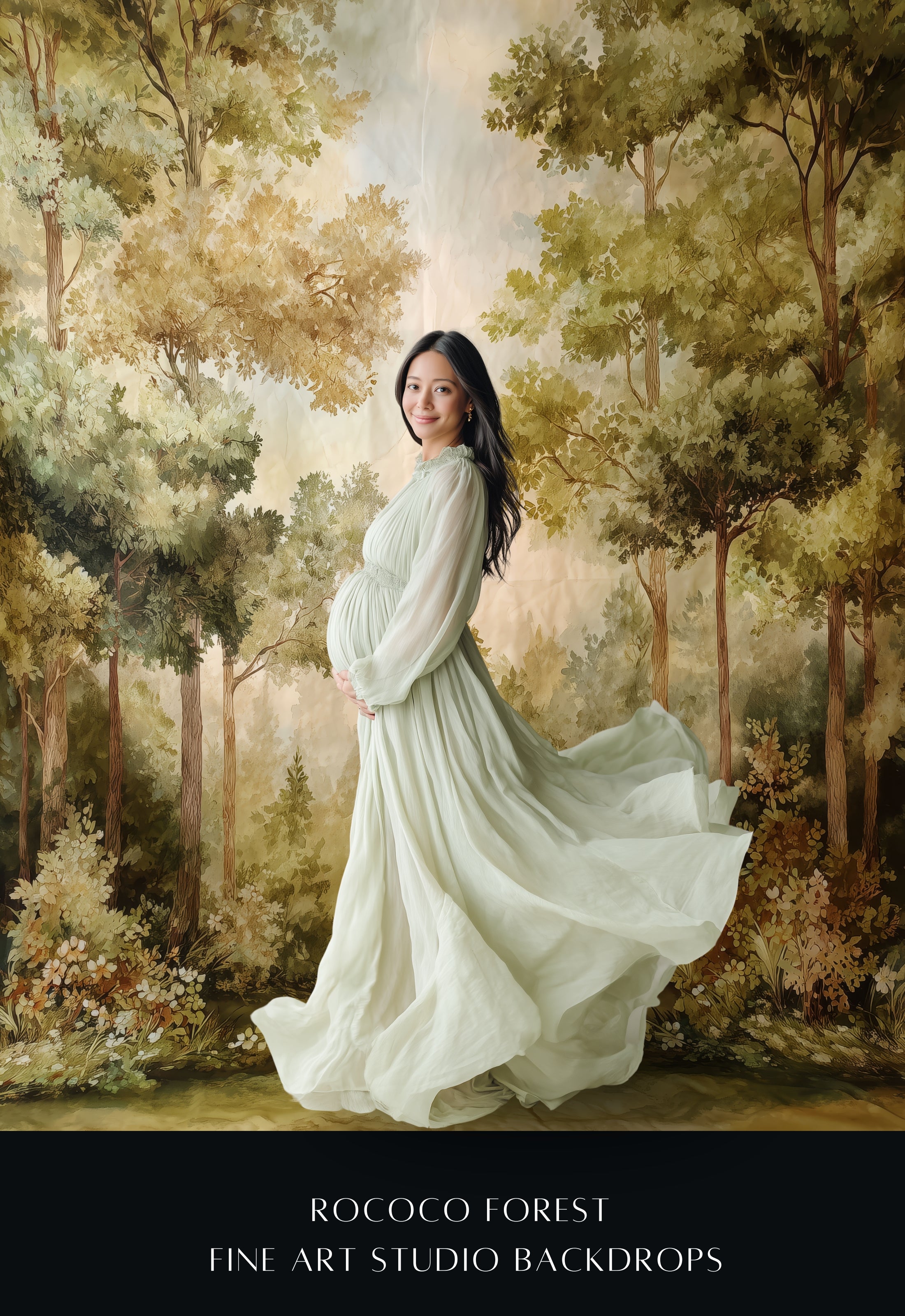 Rococo Forest Floral Digital Backdrops