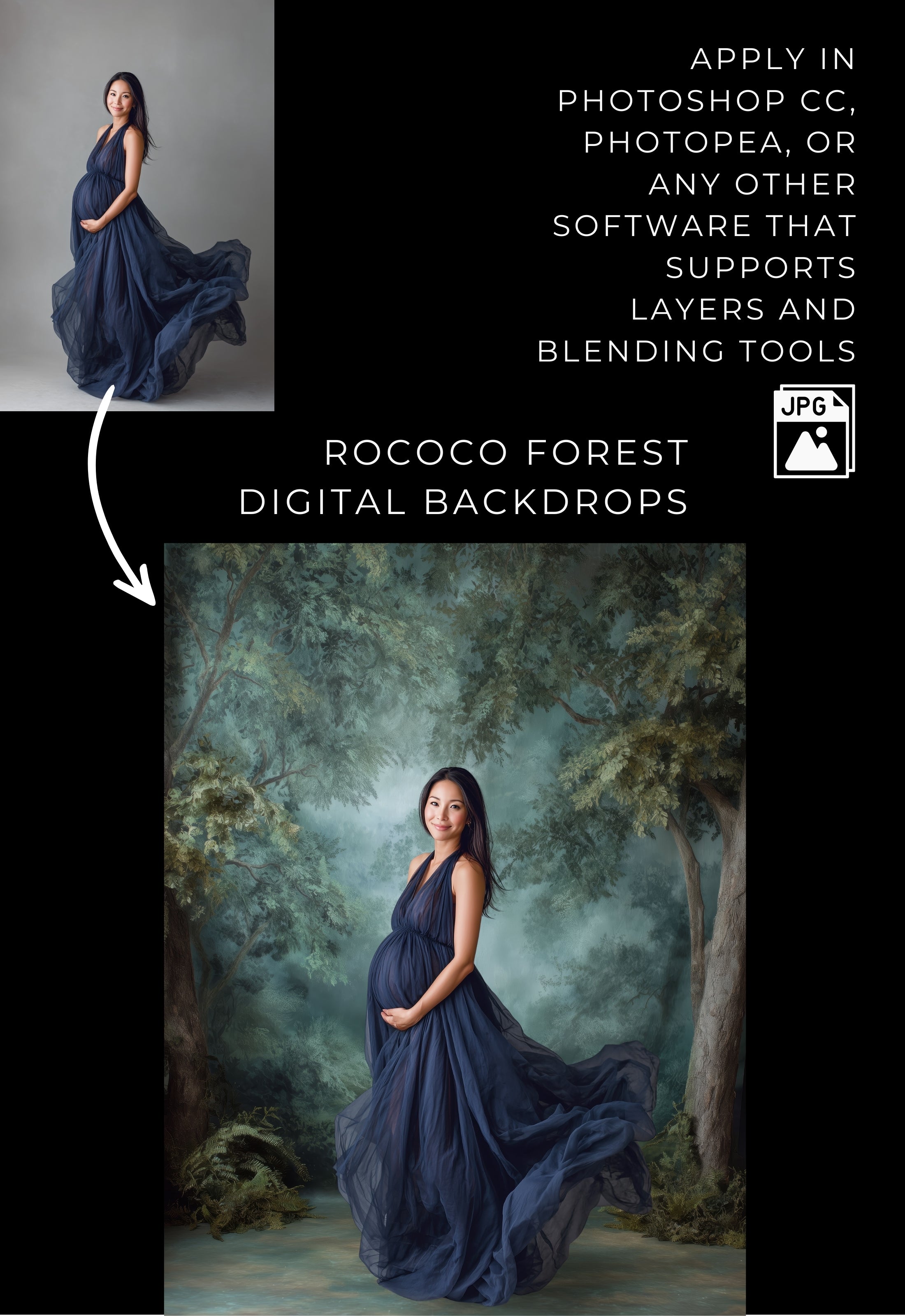 Rococo Forest Floral Digital Backdrops