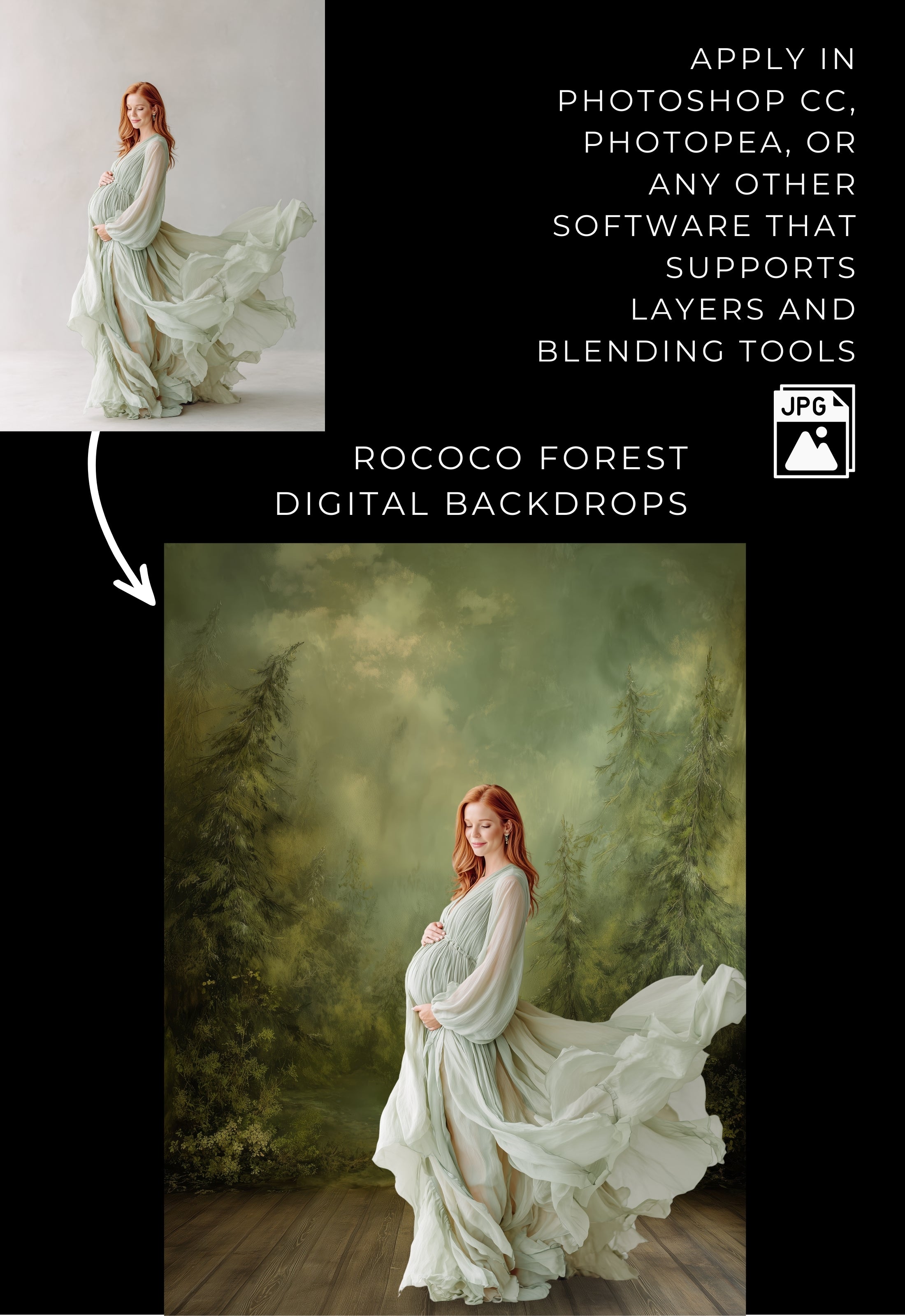 Rococo Forest Floral Digital Backdrops