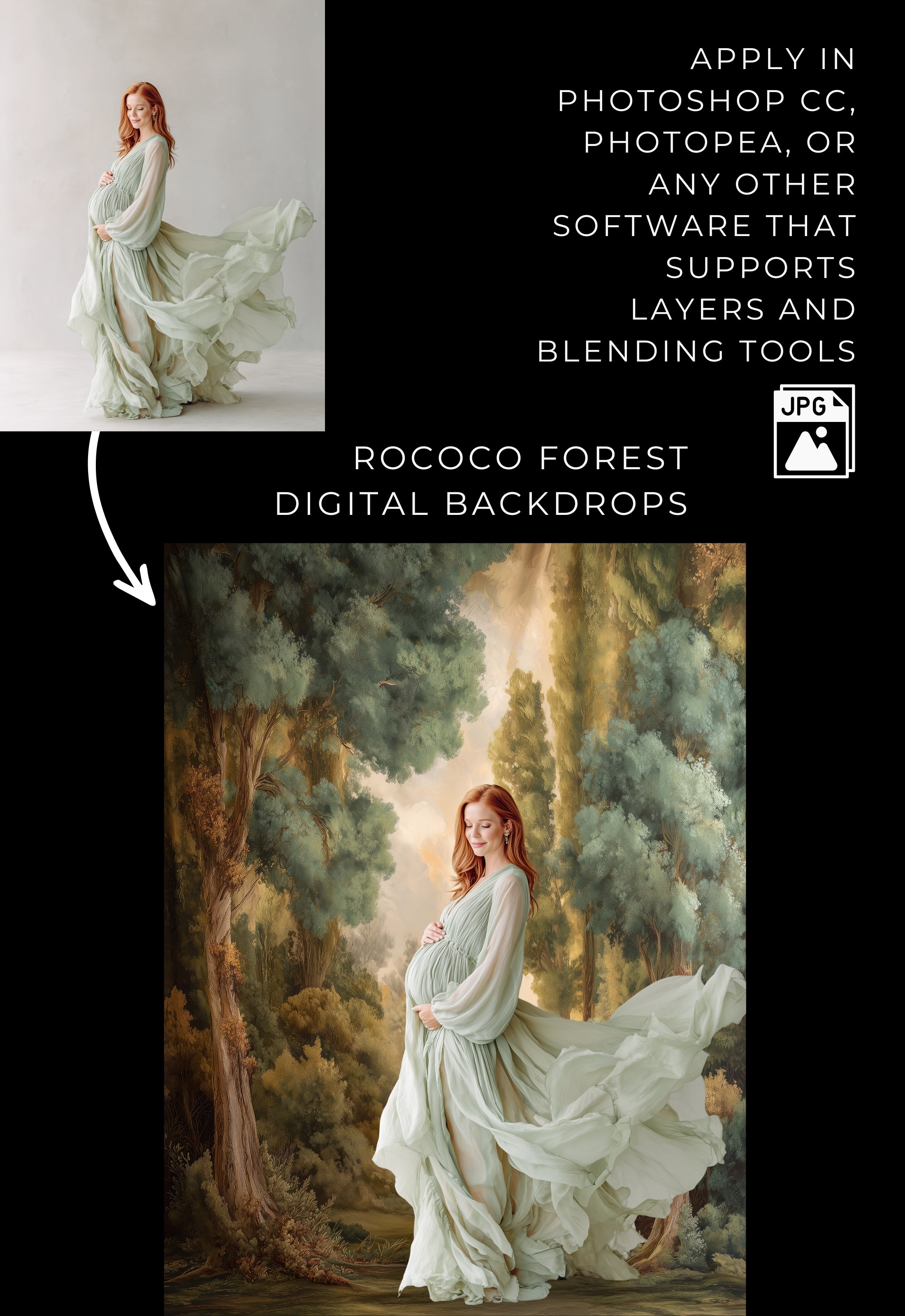 Rococo Forest Floral Digital Backdrops