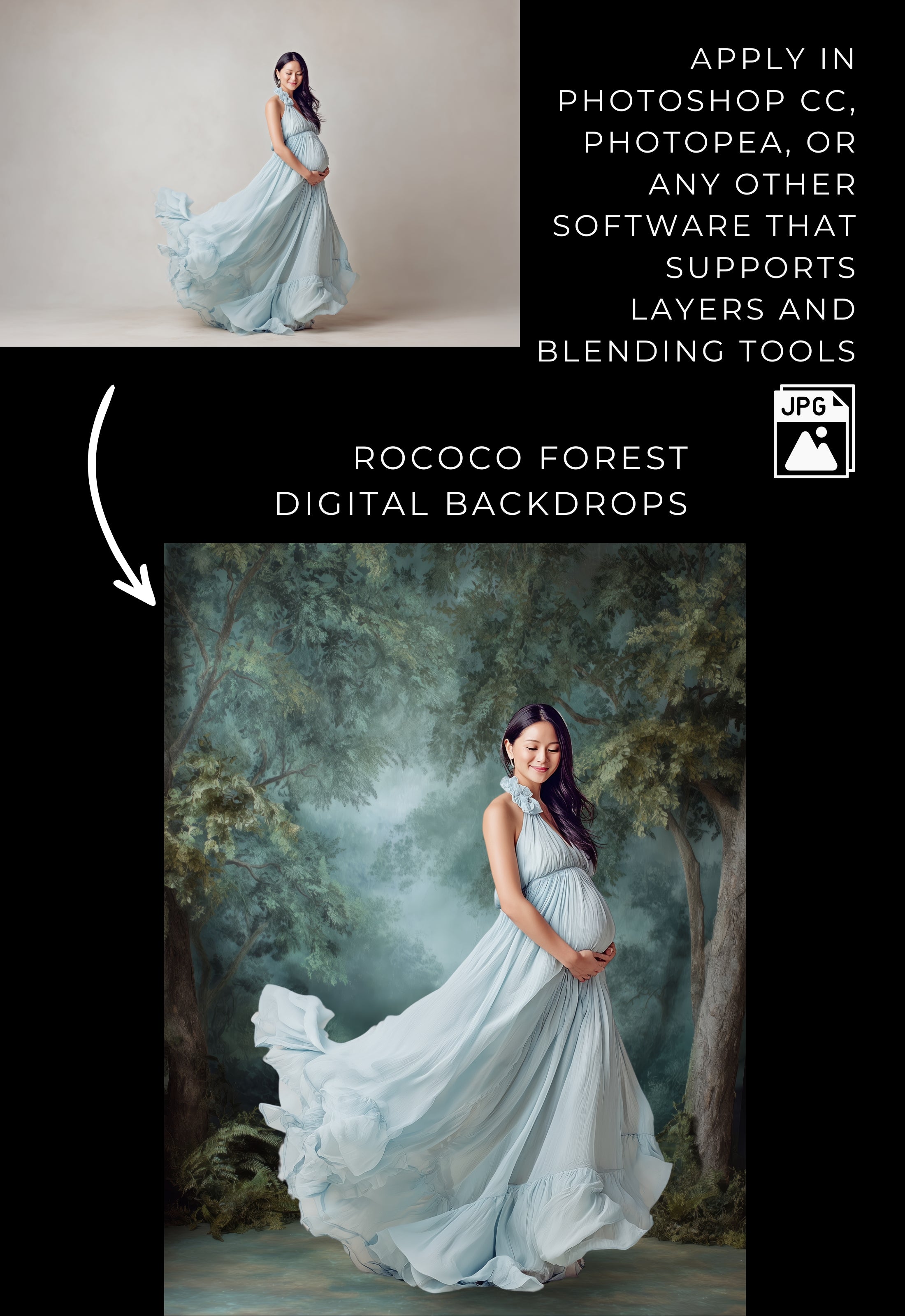 Rococo Forest Floral Digital Backdrops