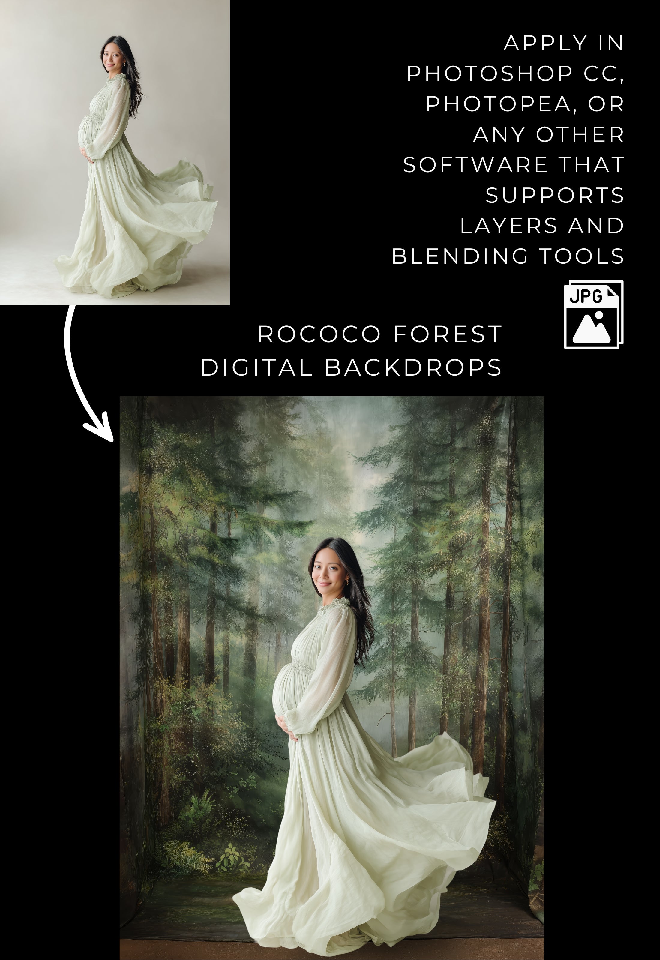 Rococo Forest Floral Digital Backdrops