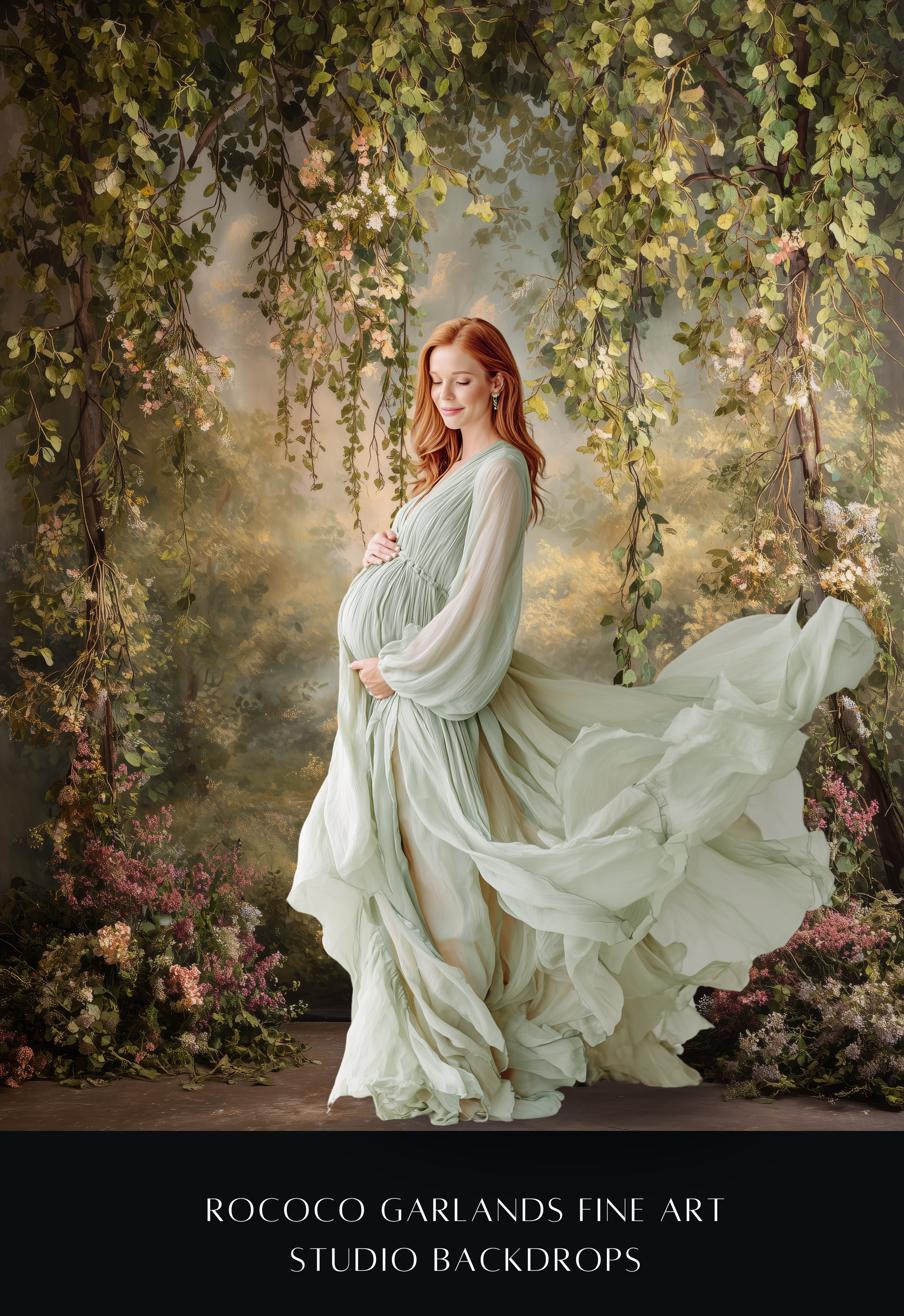 Rococo Garlands Floral Digital Backdrops