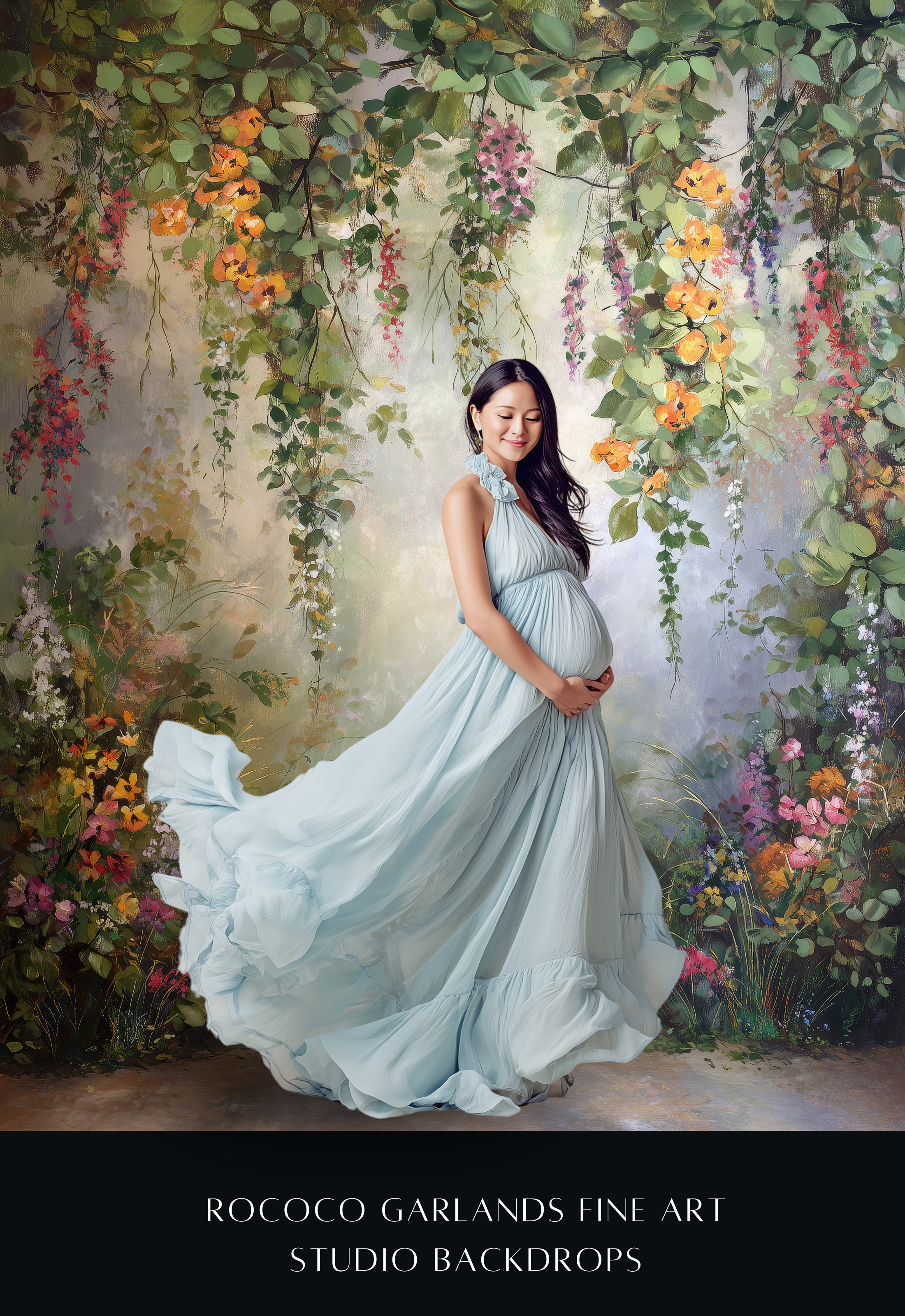 Rococo Garlands Floral Digital Backdrops