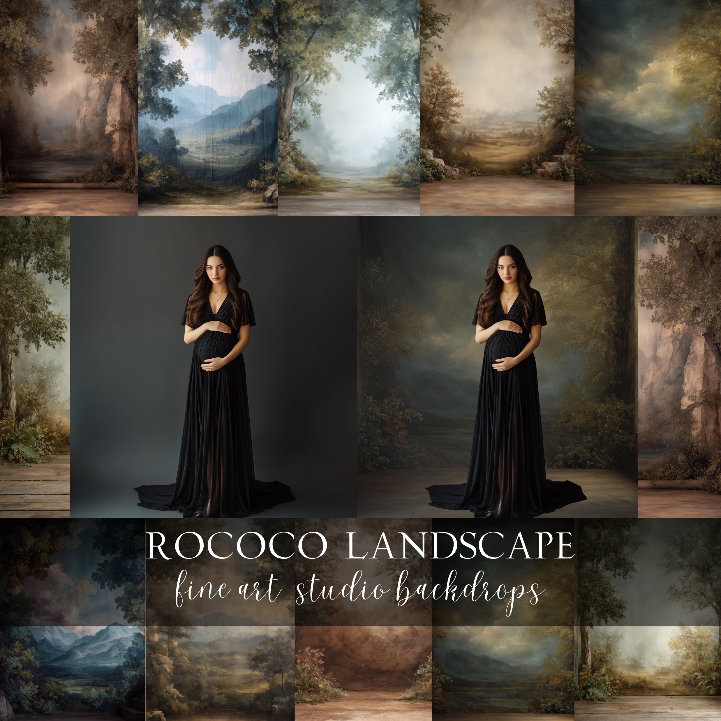 Rococo Earthy Landscape Fine Art Backdrops