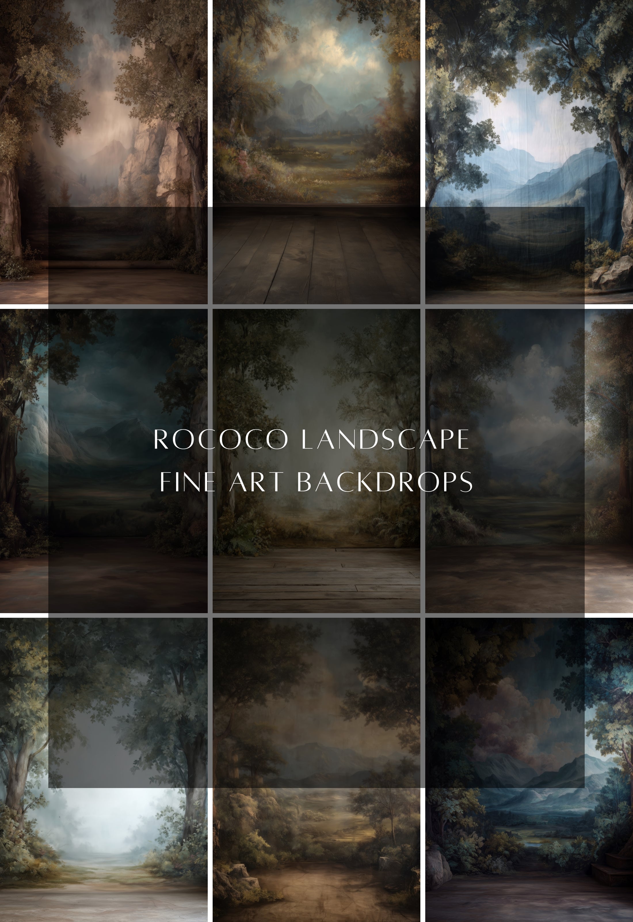 Rococo Earthy Landscape Fine Art Backdrops