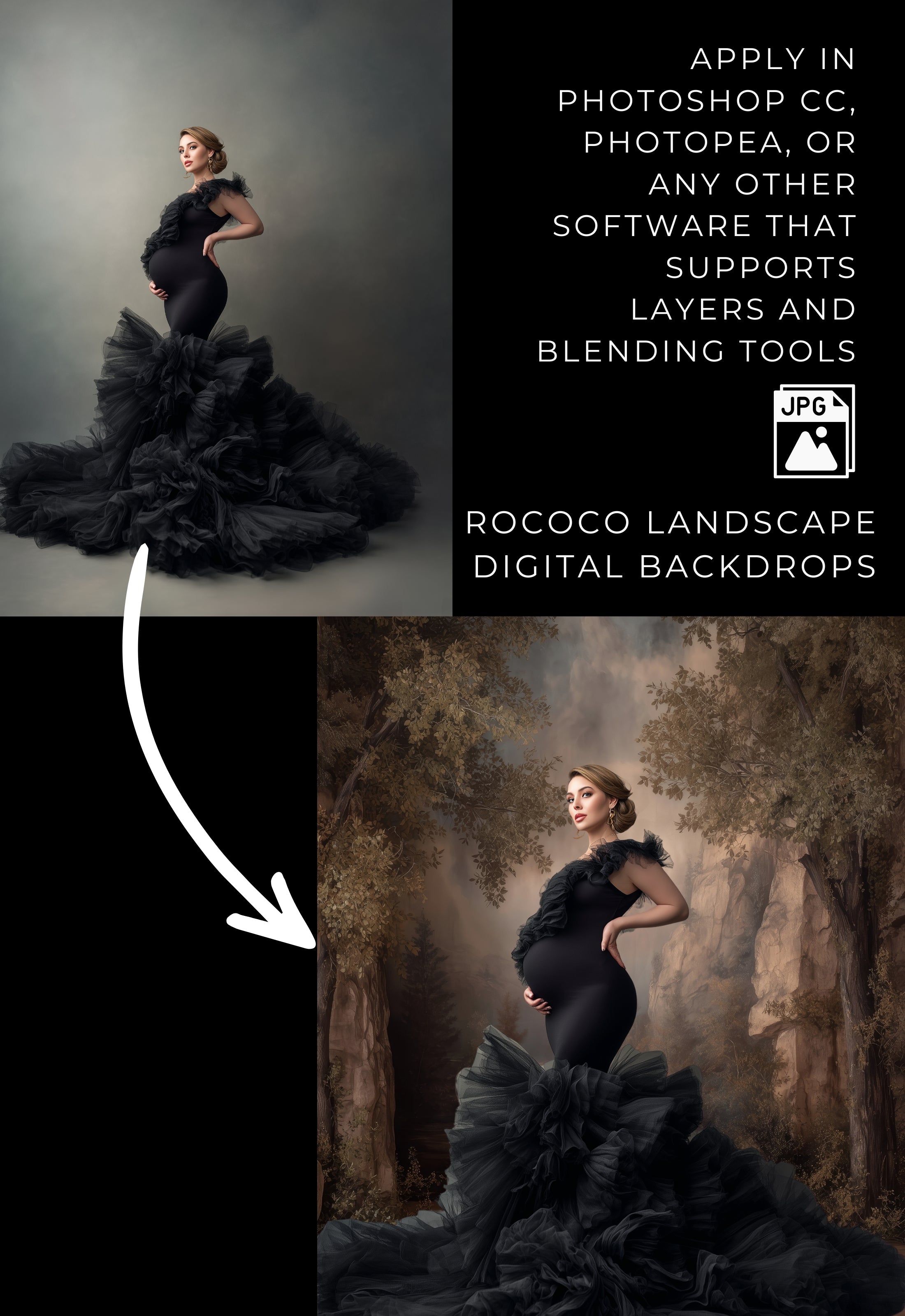 Rococo Earthy Landscape Fine Art Backdrops