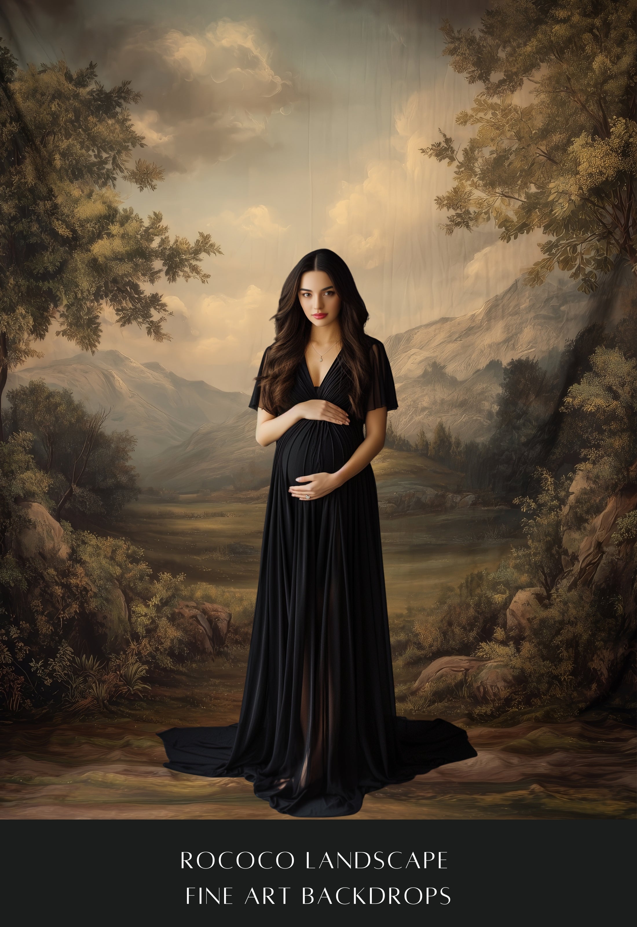 Rococo Earthy Landscape Fine Art Backdrops