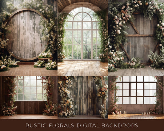 Rustic Florals Digital Backdrops