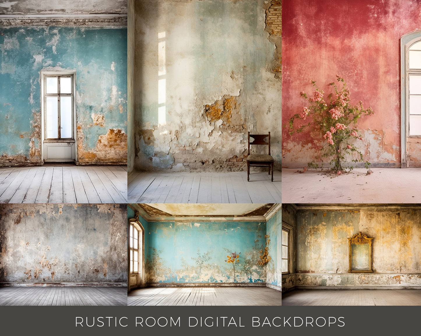 20 Rustic Room Digital Backdrops