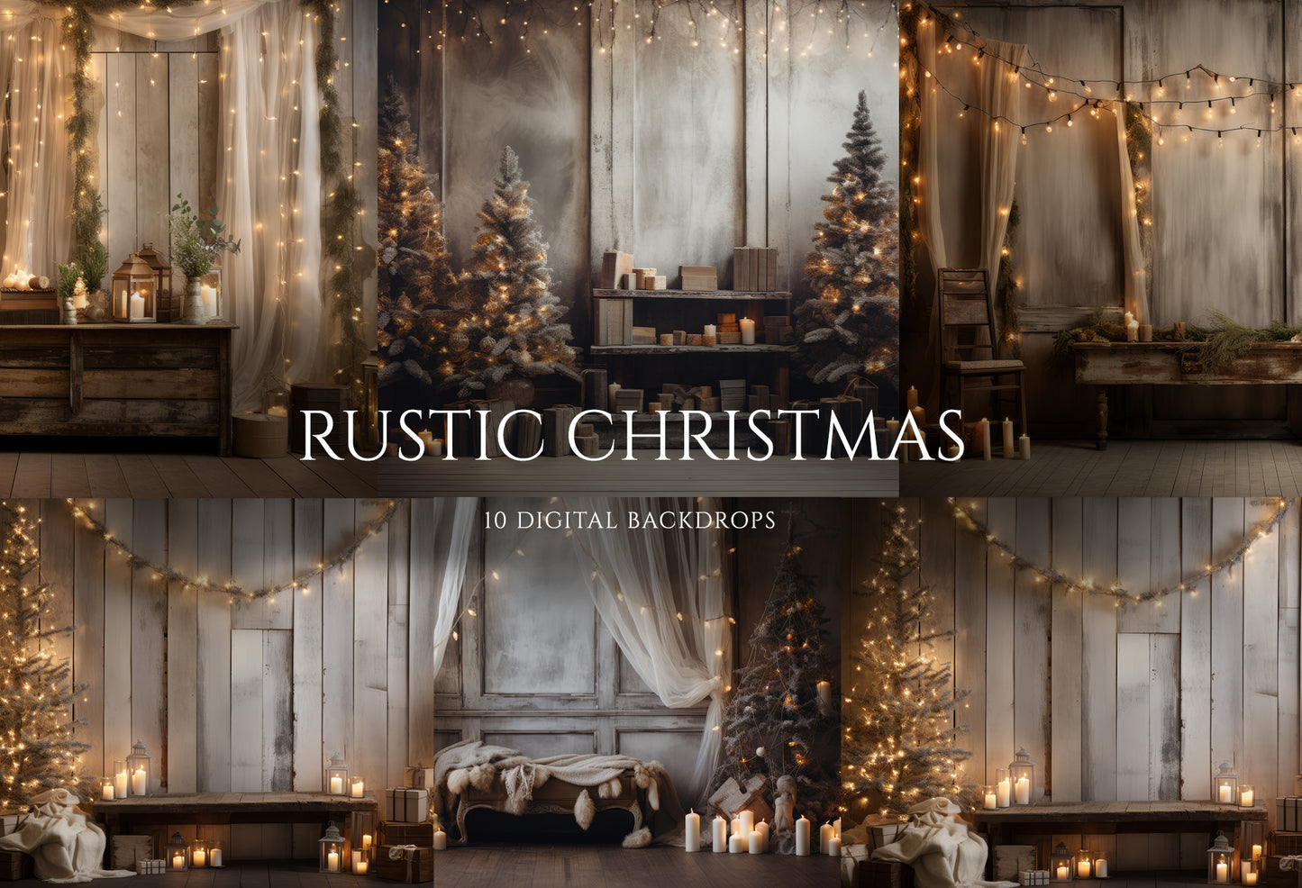 Rustic Christmas Digital Backdrops