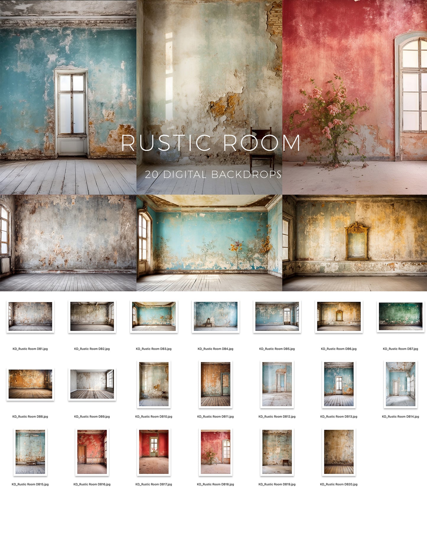 20 Rustic Room Digital Backdrops