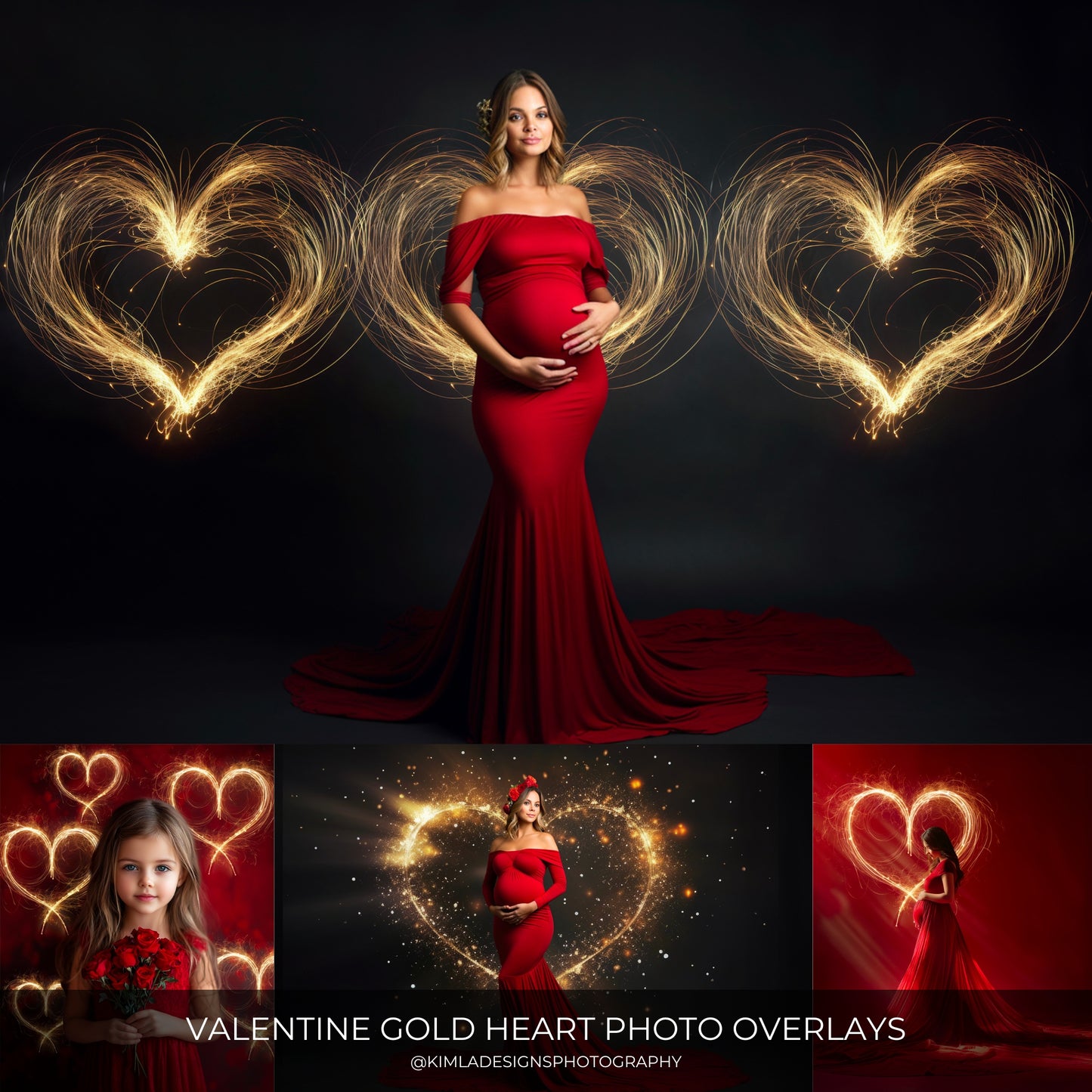 Golden Heart Maternity Backdrop Overlays