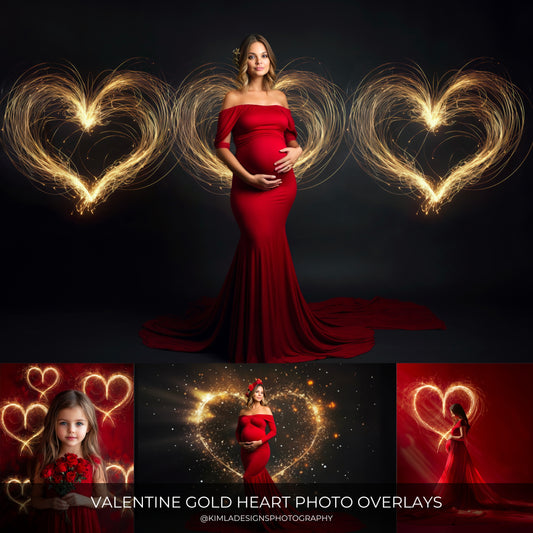 Golden Heart Maternity Backdrop Overlays