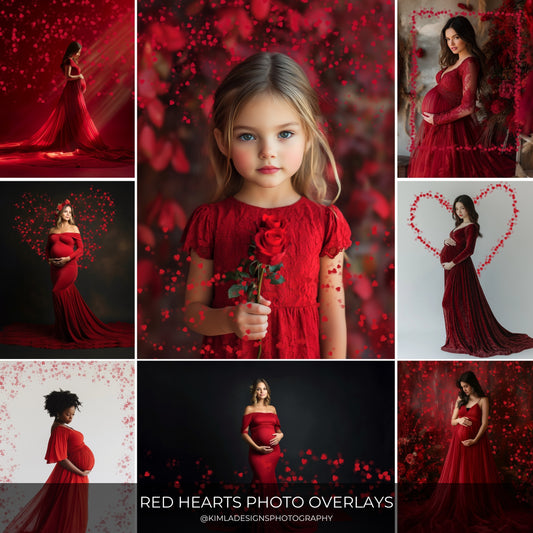 Red Hearts Valentine Photo Overlays