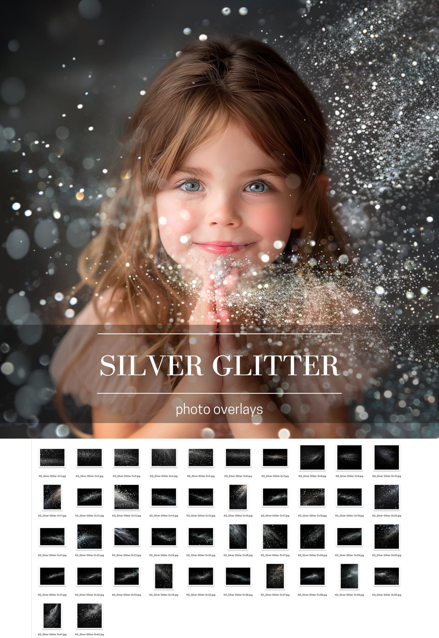 Silver Glitter Photo Overlays Photoshop Effect for Composite Photography