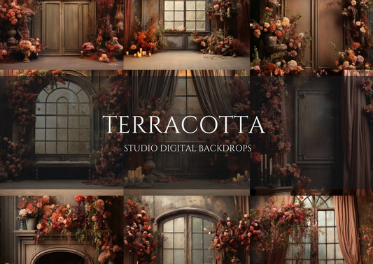 Terracotta Florals Digital Backdrops