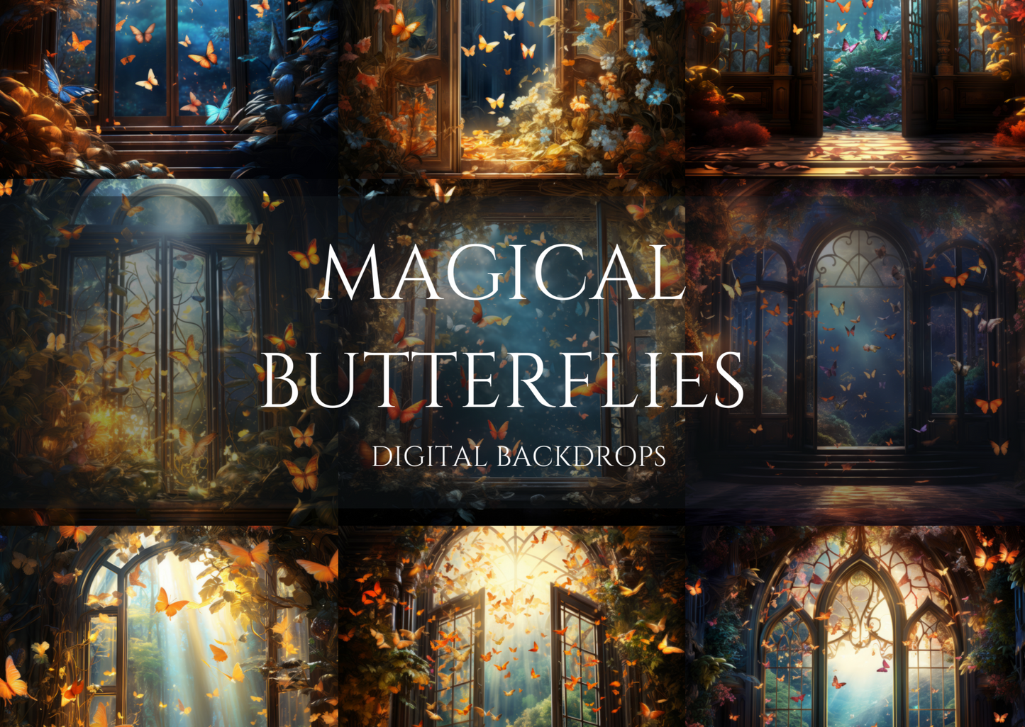 Magical Butterflies Digital Backdrops