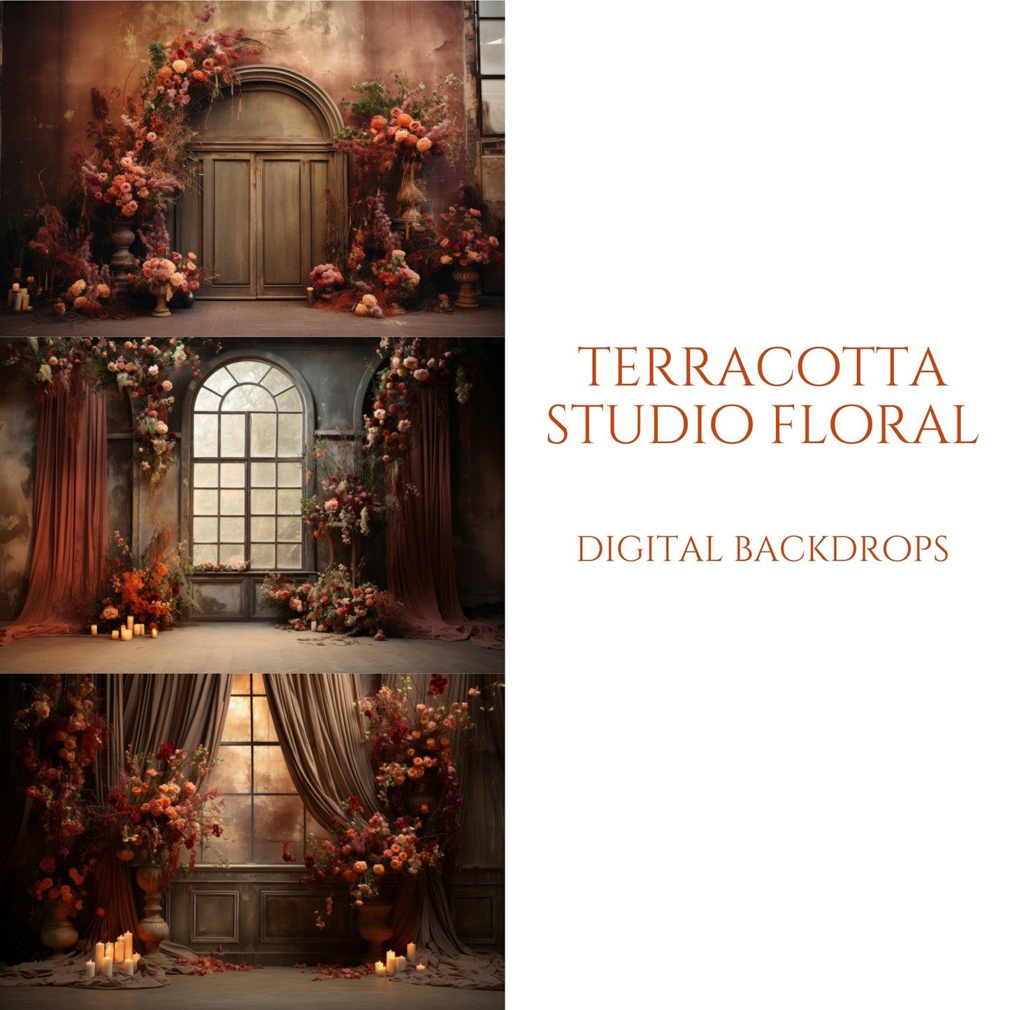 Terracotta Florals Digital Backdrops