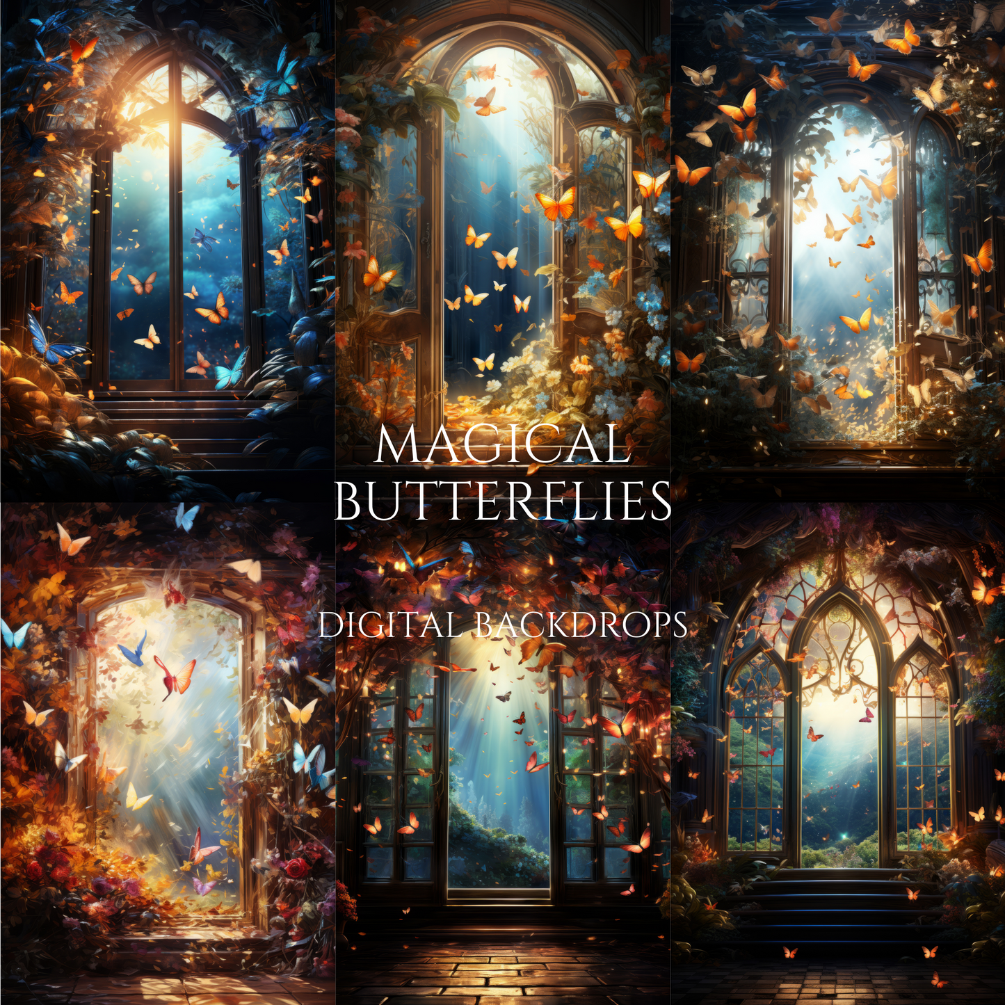 Magical Butterflies Digital Backdrops