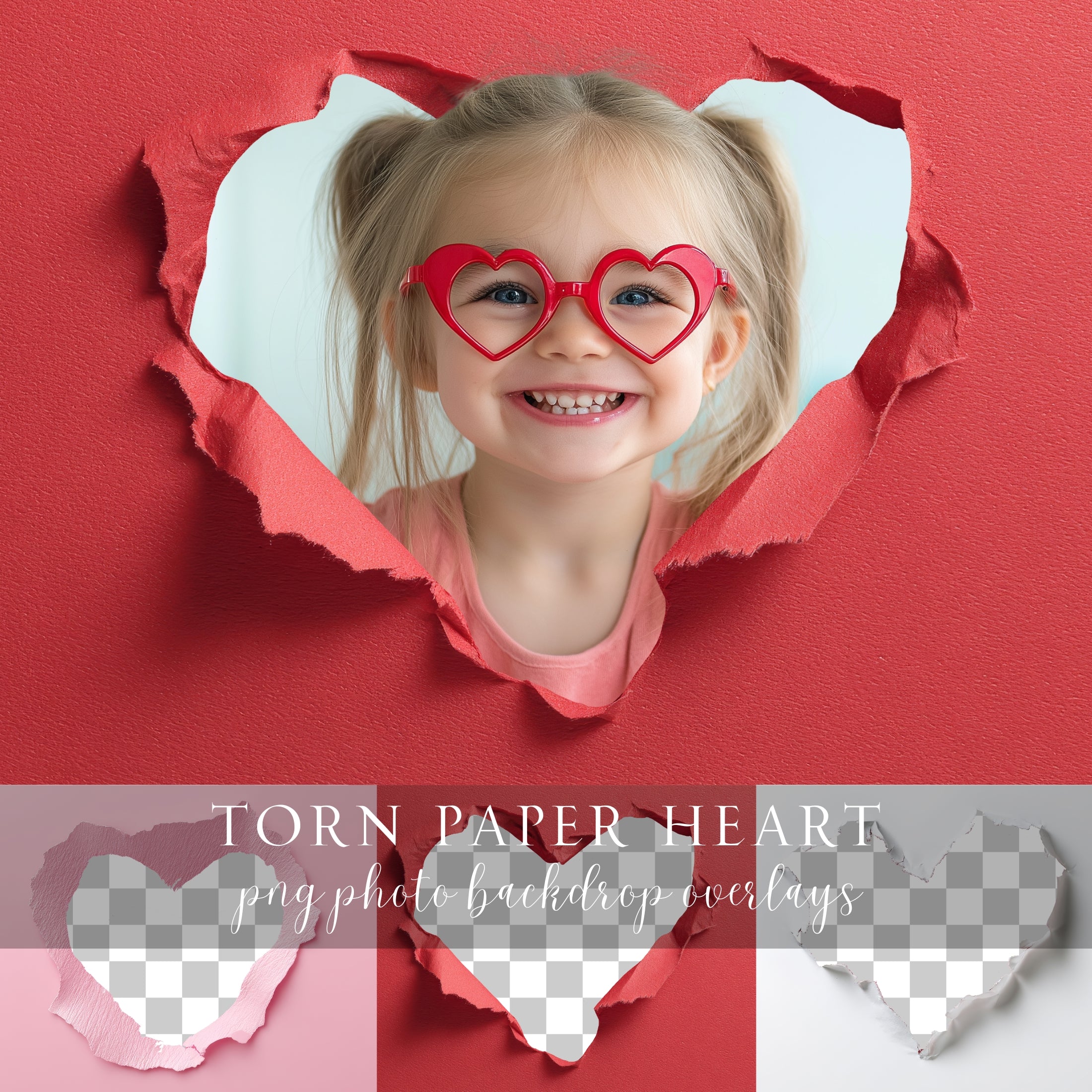 Ripped Paper Heart Photo Frame Overlays