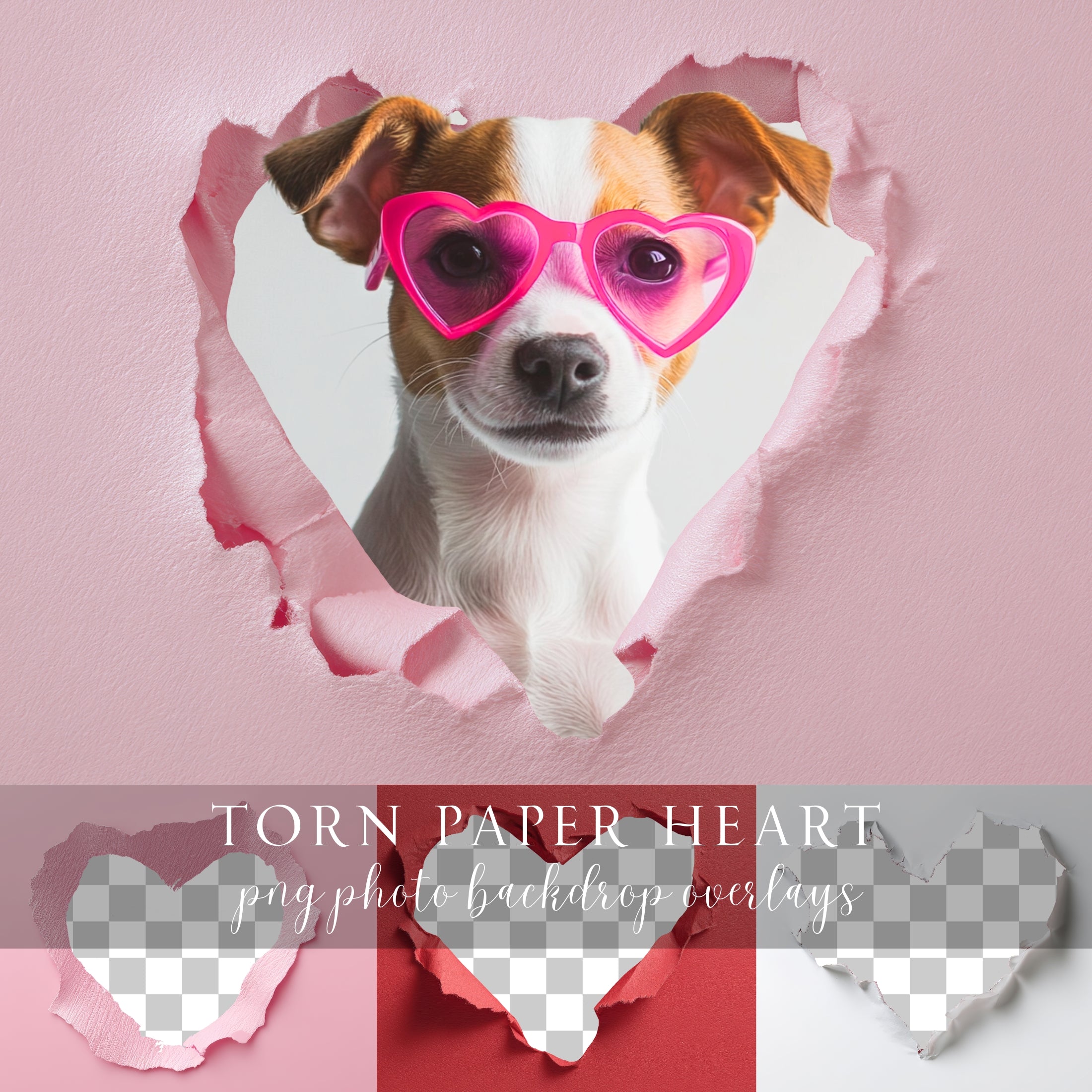 Ripped Paper Heart Photo Frame Overlays