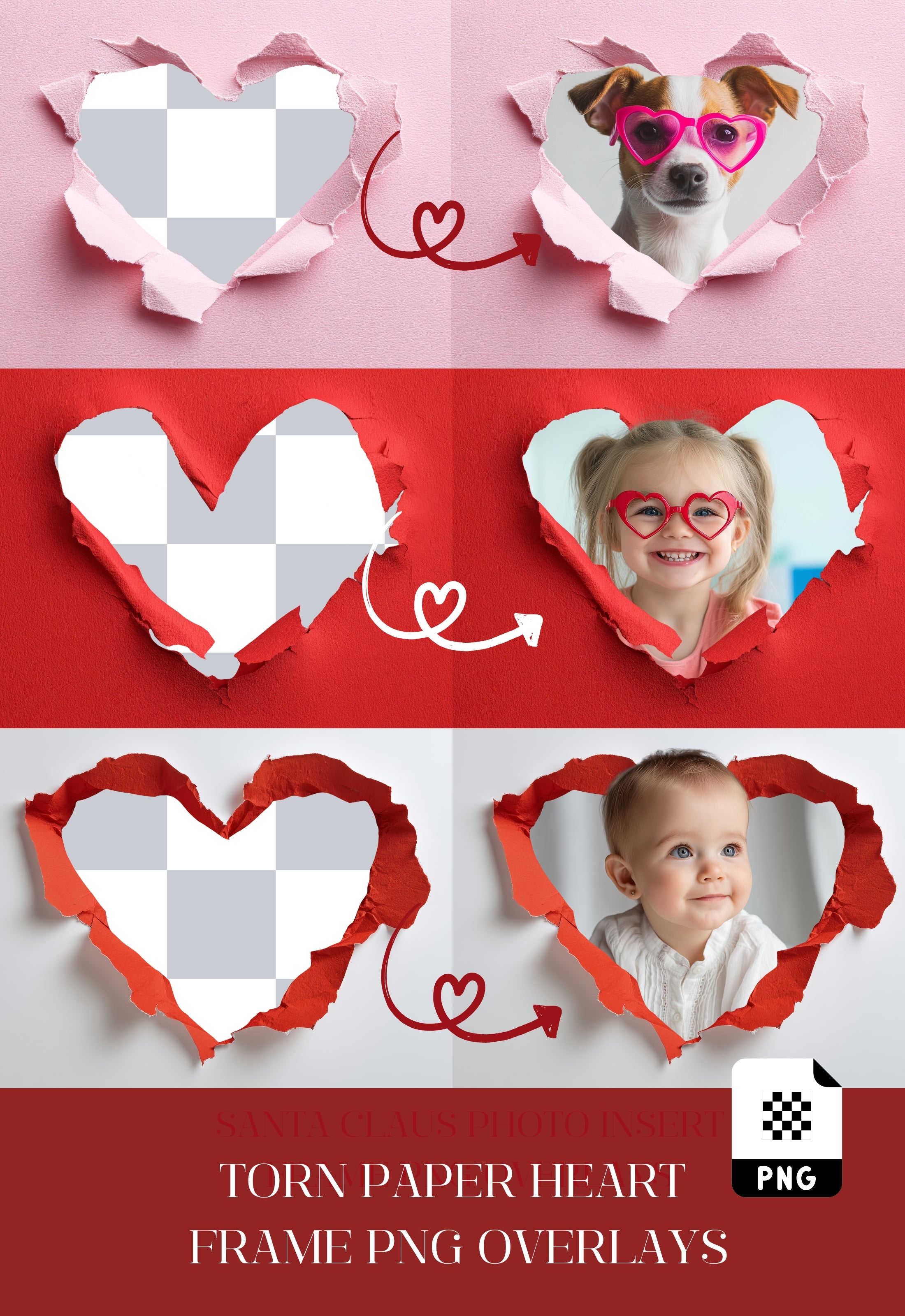 Ripped Paper Heart Photo Frame Overlays