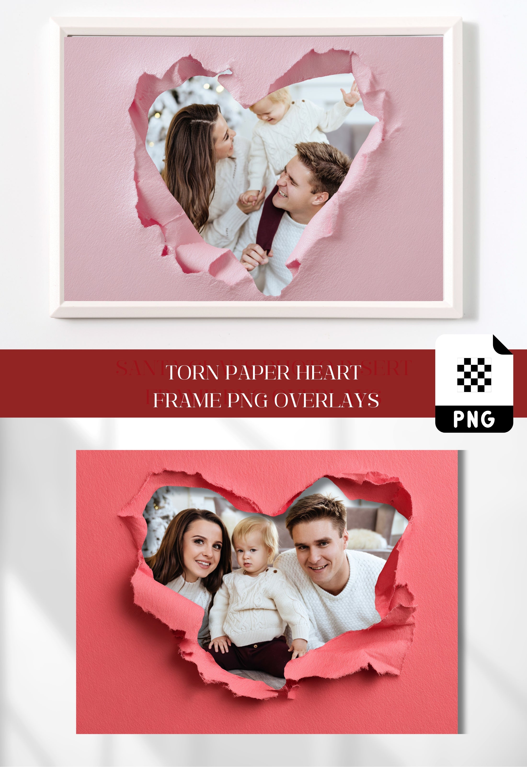 Ripped Paper Heart Photo Frame Overlays