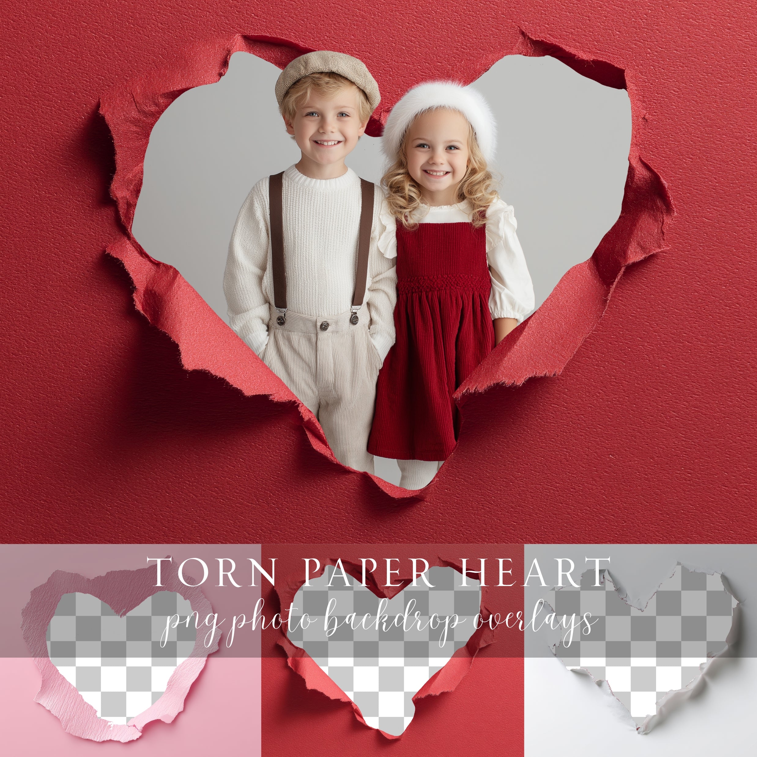 Ripped Paper Heart Photo Frame Overlays