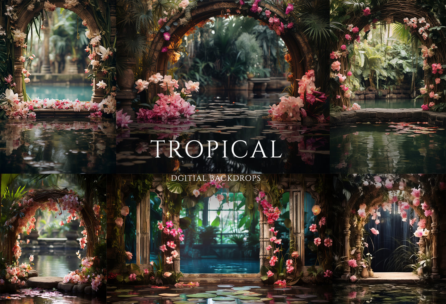 Tropical Pond Digital Backdrops