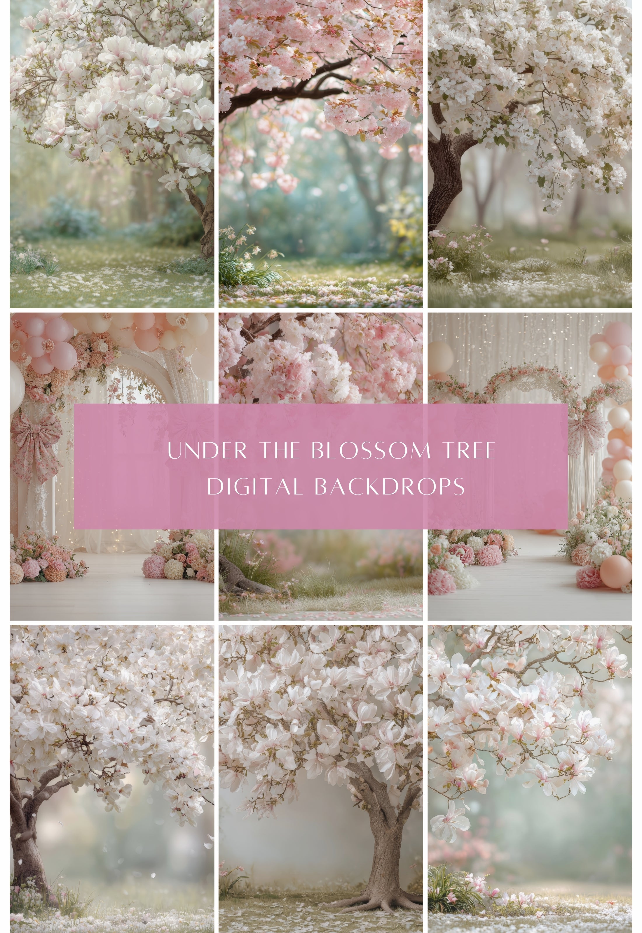 Under the Blossom Tree Spring Digital Backdrops