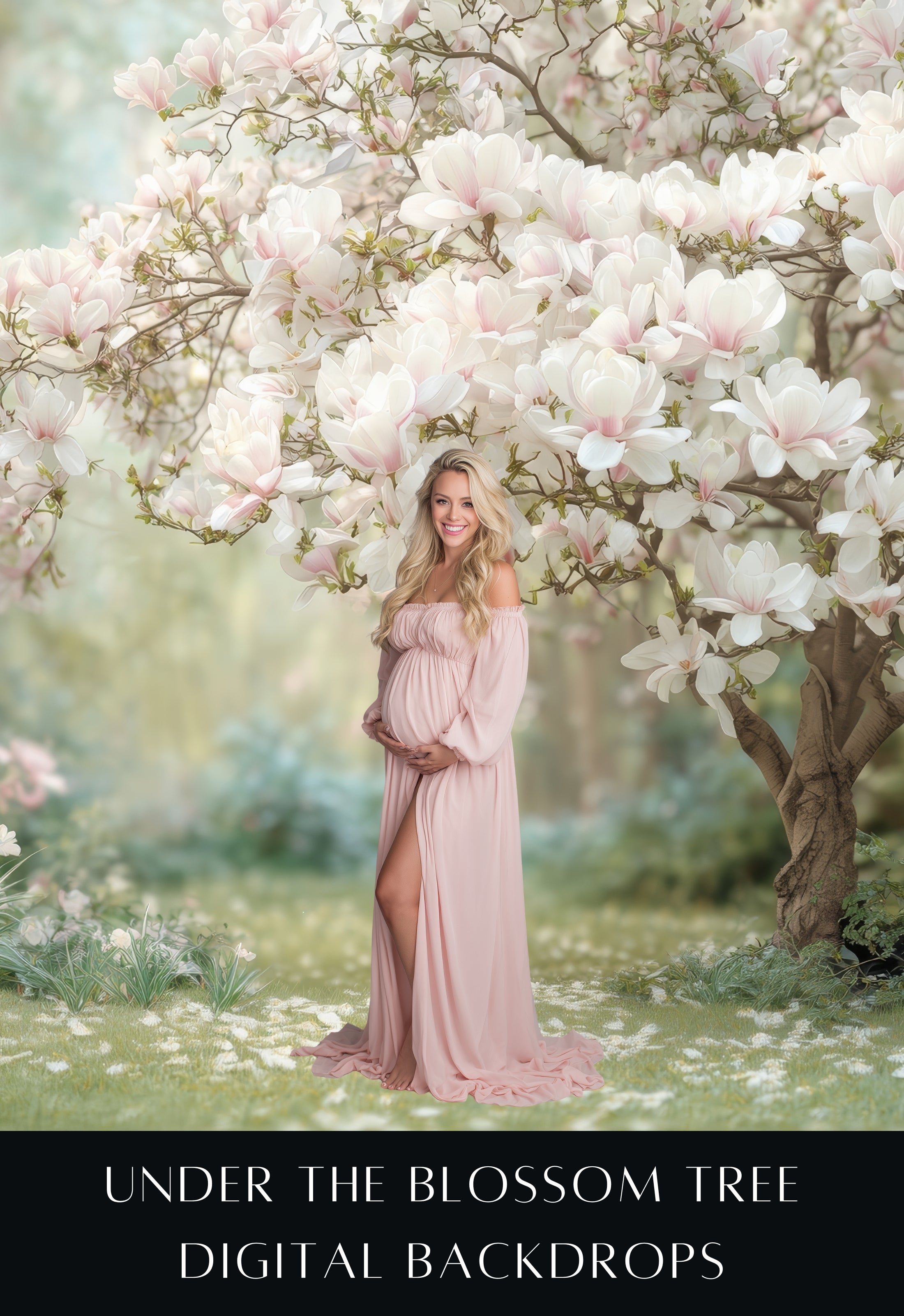 Under the Blossom Tree Spring Digital Backdrops