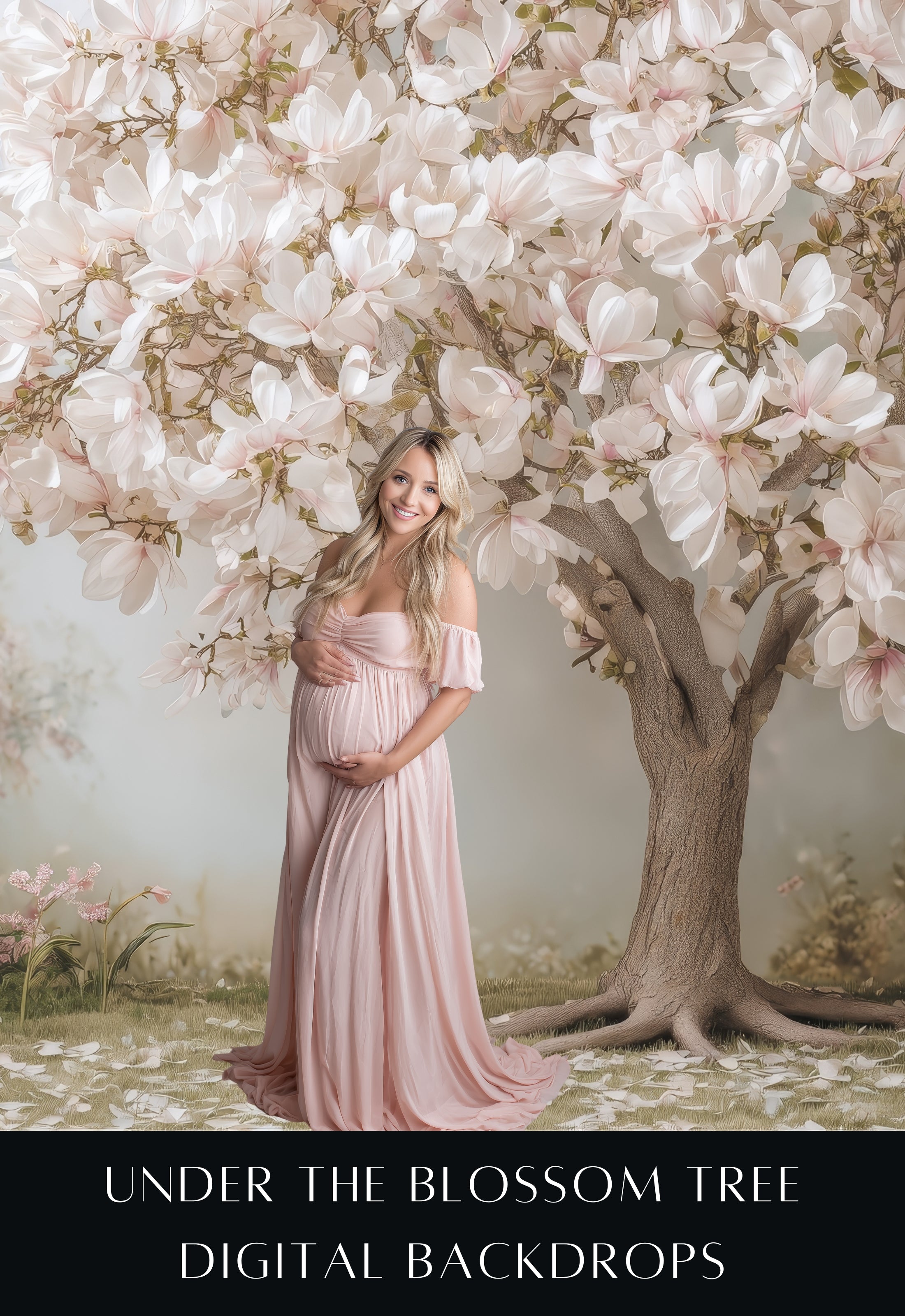 Under the Blossom Tree Spring Digital Backdrops