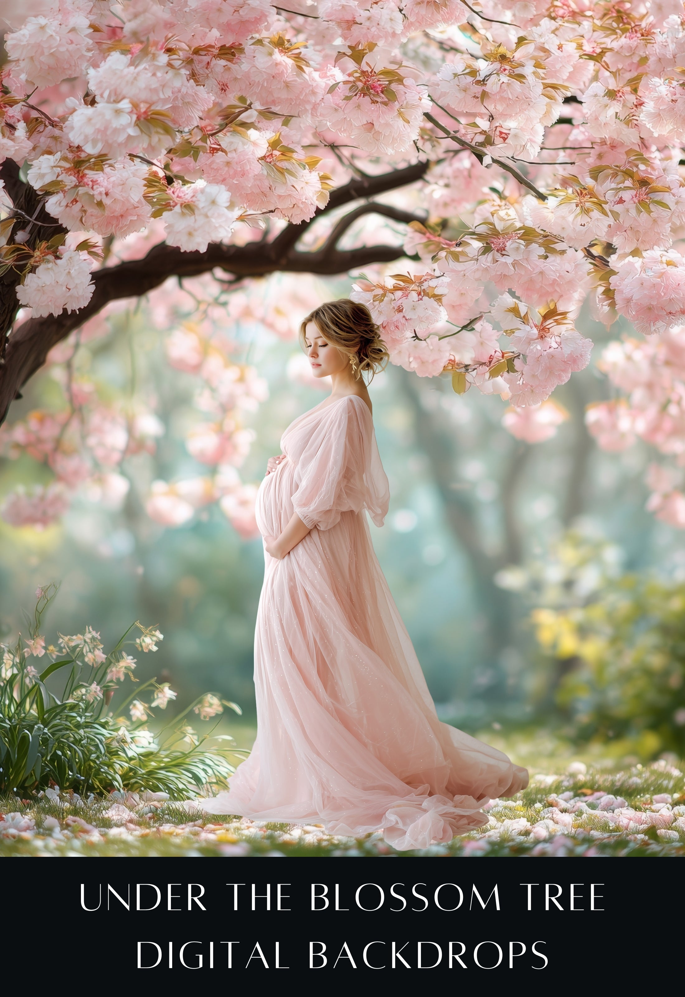 Under the Blossom Tree Spring Digital Backdrops