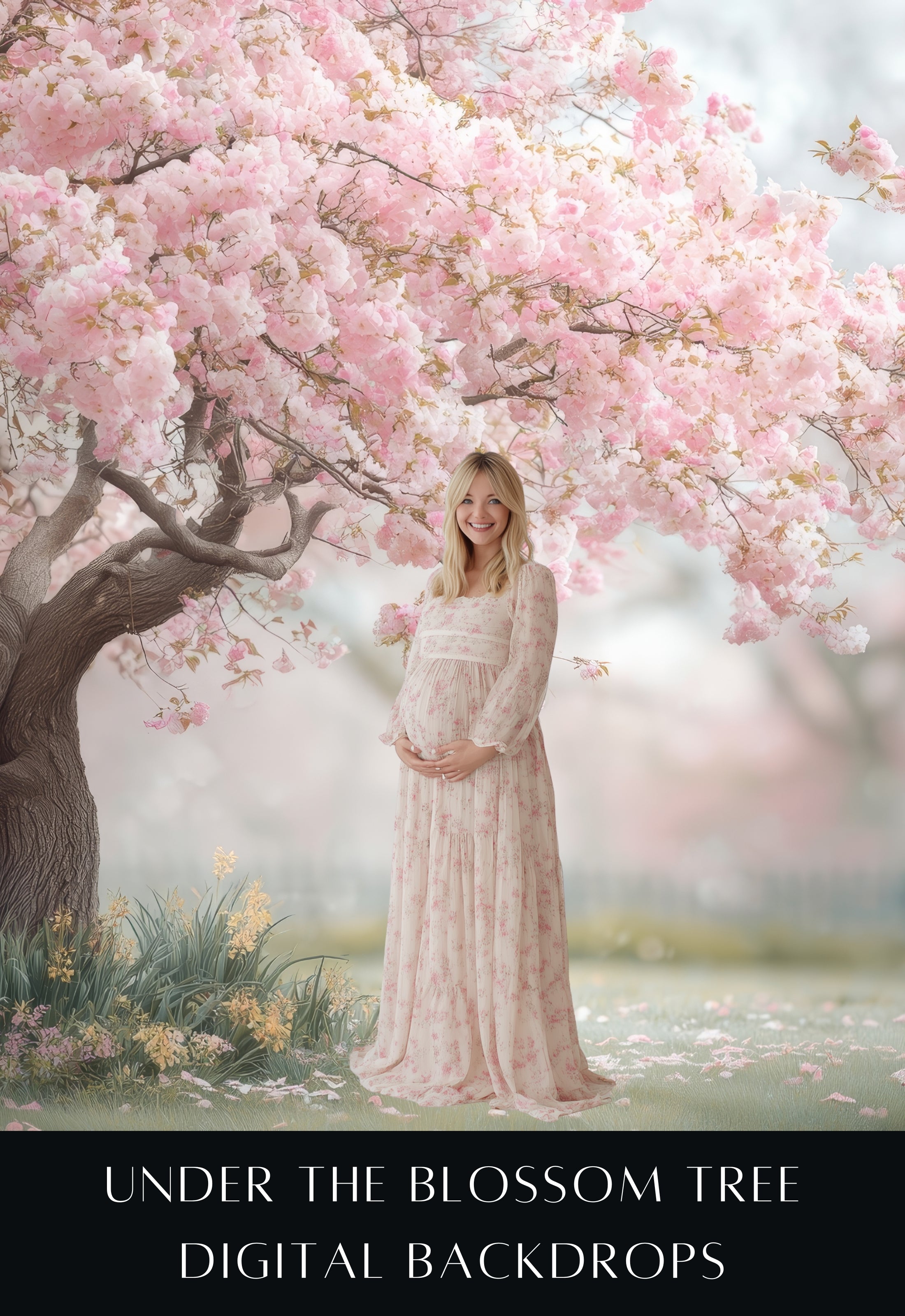 Under the Blossom Tree Spring Digital Backdrops